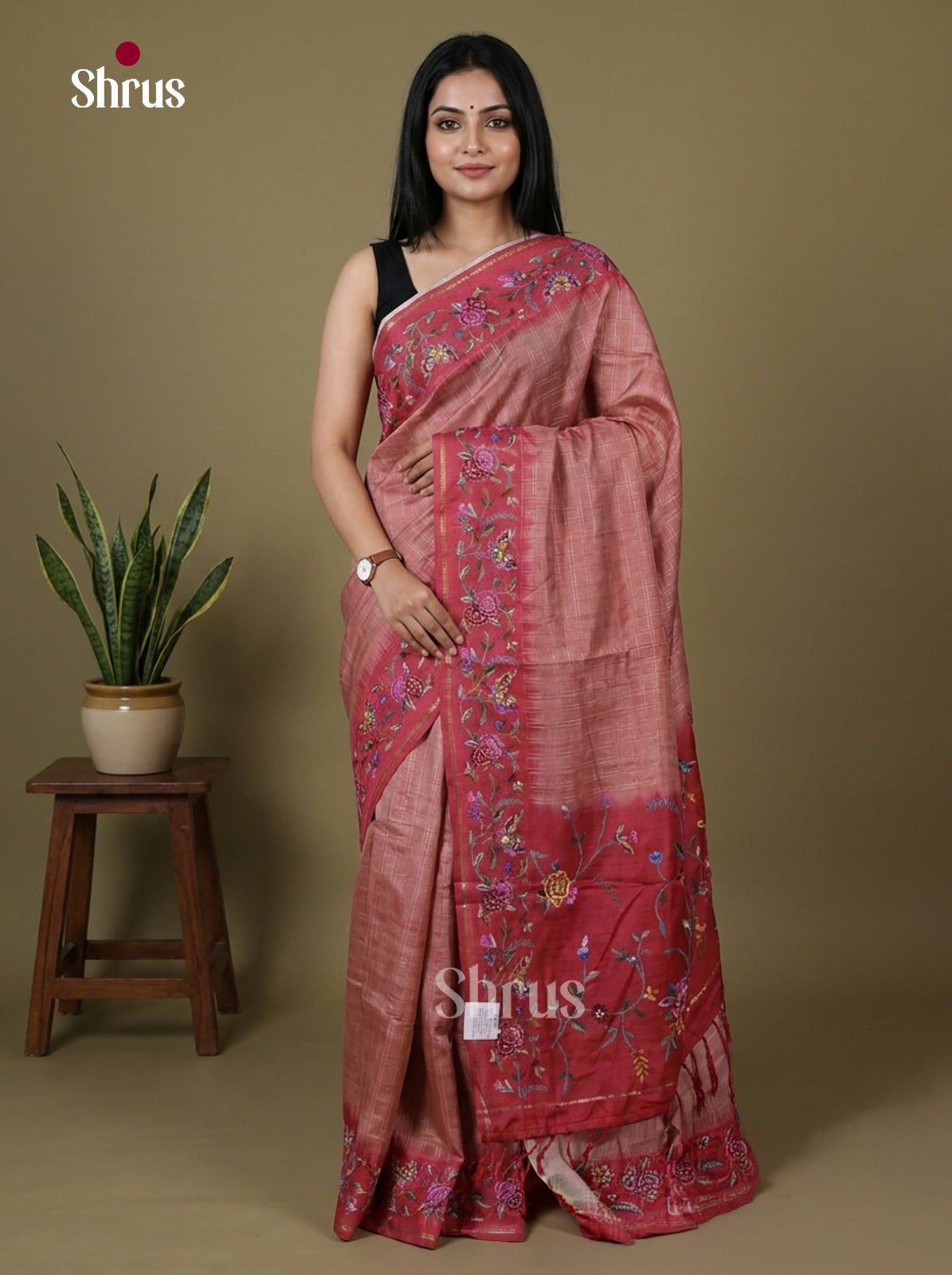 Tussar Embroidery Saree - EI17221
