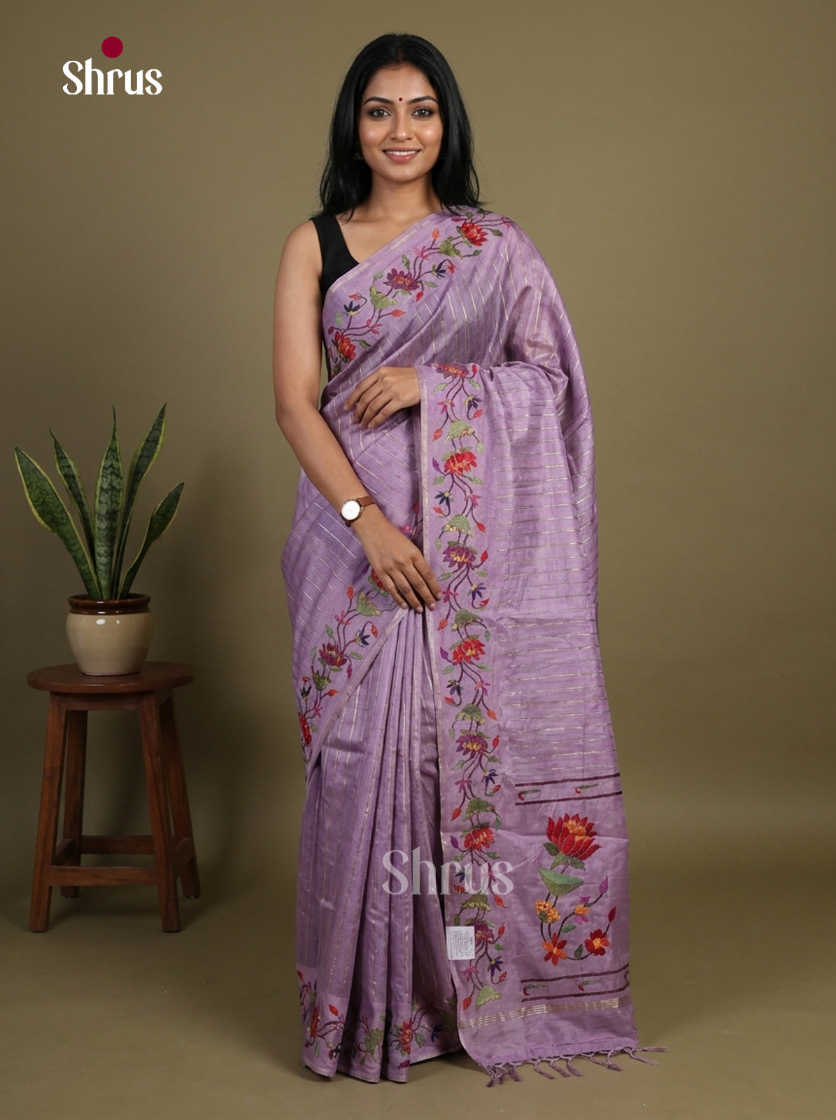 Tussar Embroidery Saree - EI17233
