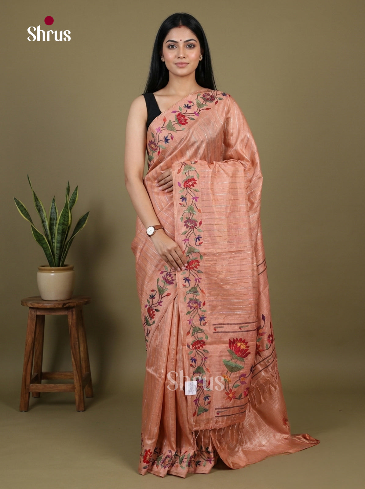 Tussar Embroidery Saree - EI17234