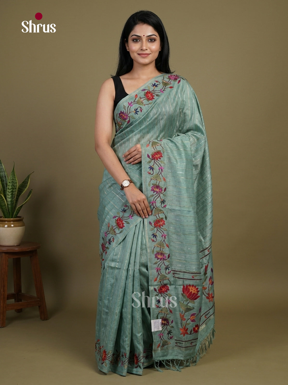 Tussar Embroidery Saree - EI17236