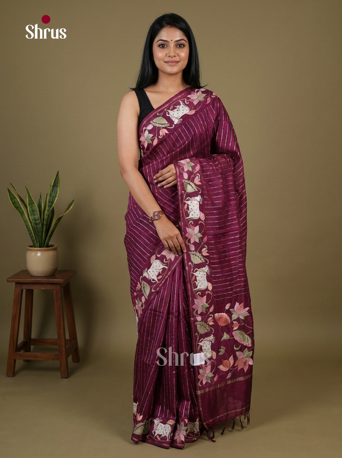 Tussar Embroidery Saree - EI17241