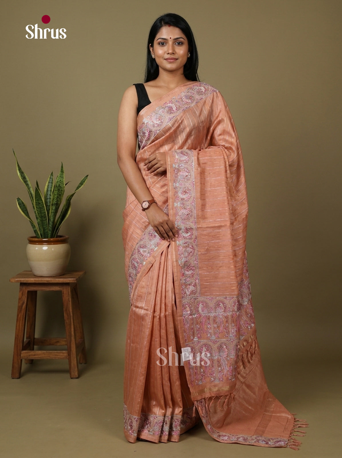 Tussar Embroidery Saree - EI17255