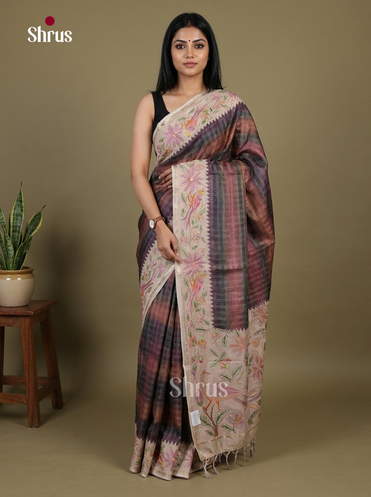 Tussar Embroidery Saree - EI17258