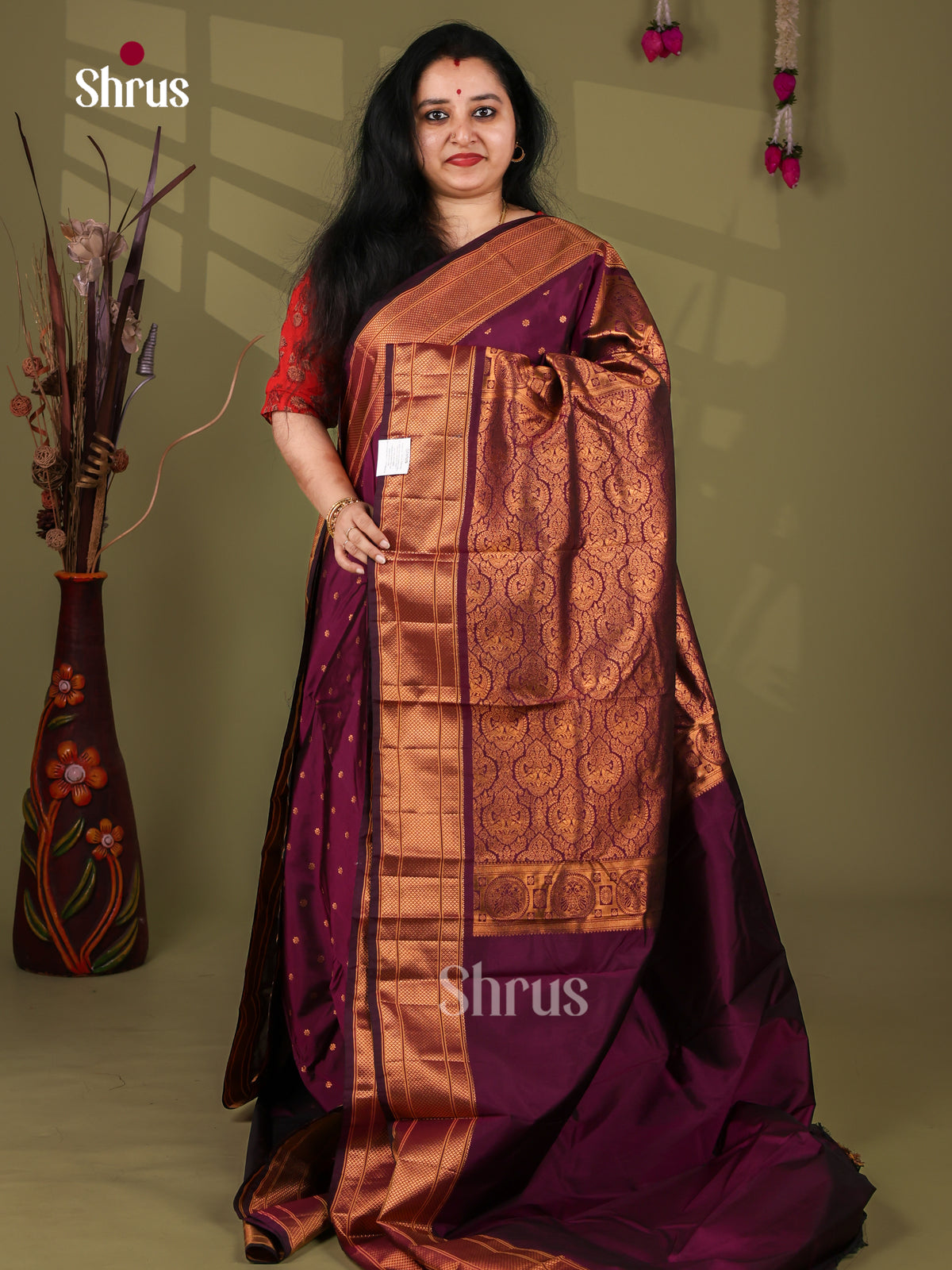 Dark Purple - Semi Paithani Saree