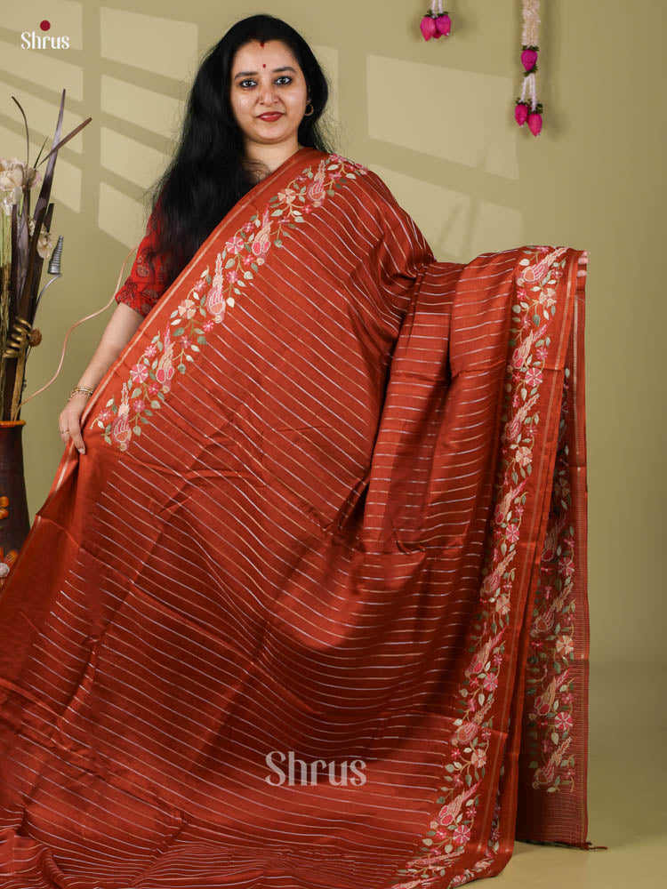 Tussar Embroidery Saree - EI24243