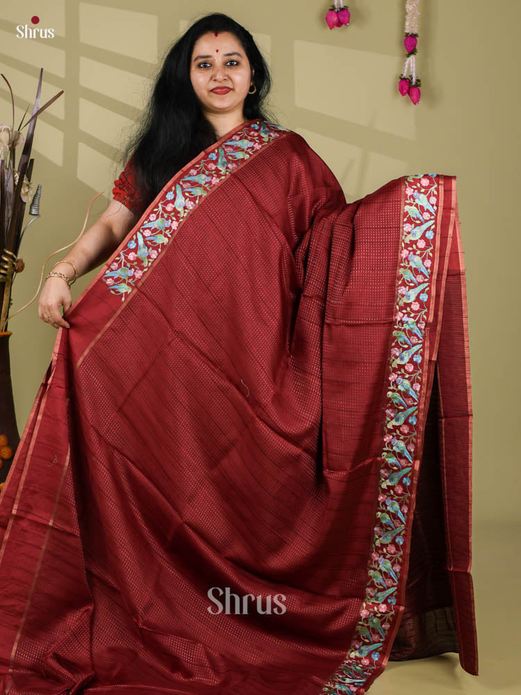 Tussar Embroidery Saree - EI24263
