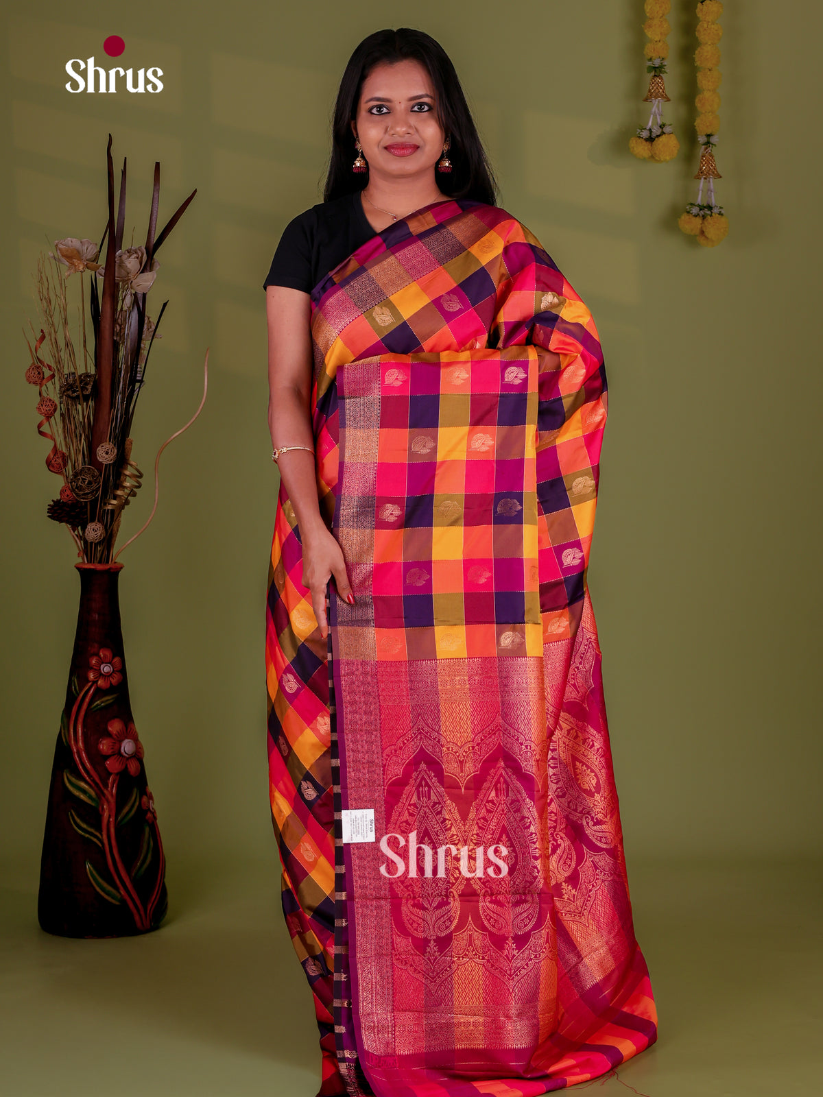 Semi Soft Silk - Madras Checks Saree - EJ09063