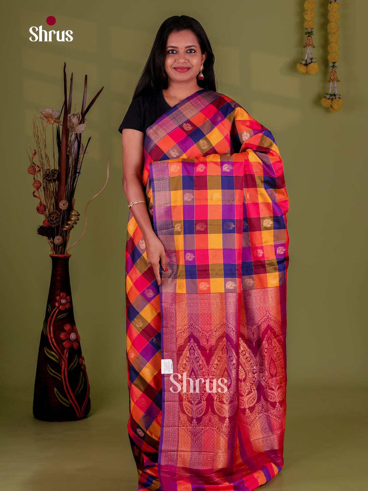 Semi Soft Silk - Madras Checks Saree - EJ09064