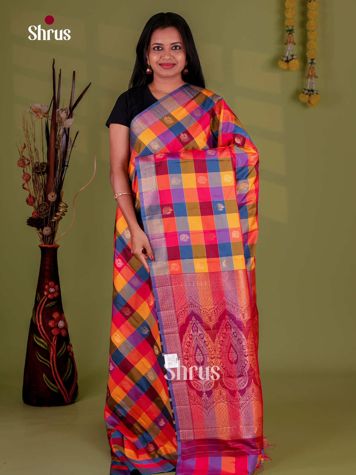 Semi Soft Silk - Madras Checks Saree - EJ09066