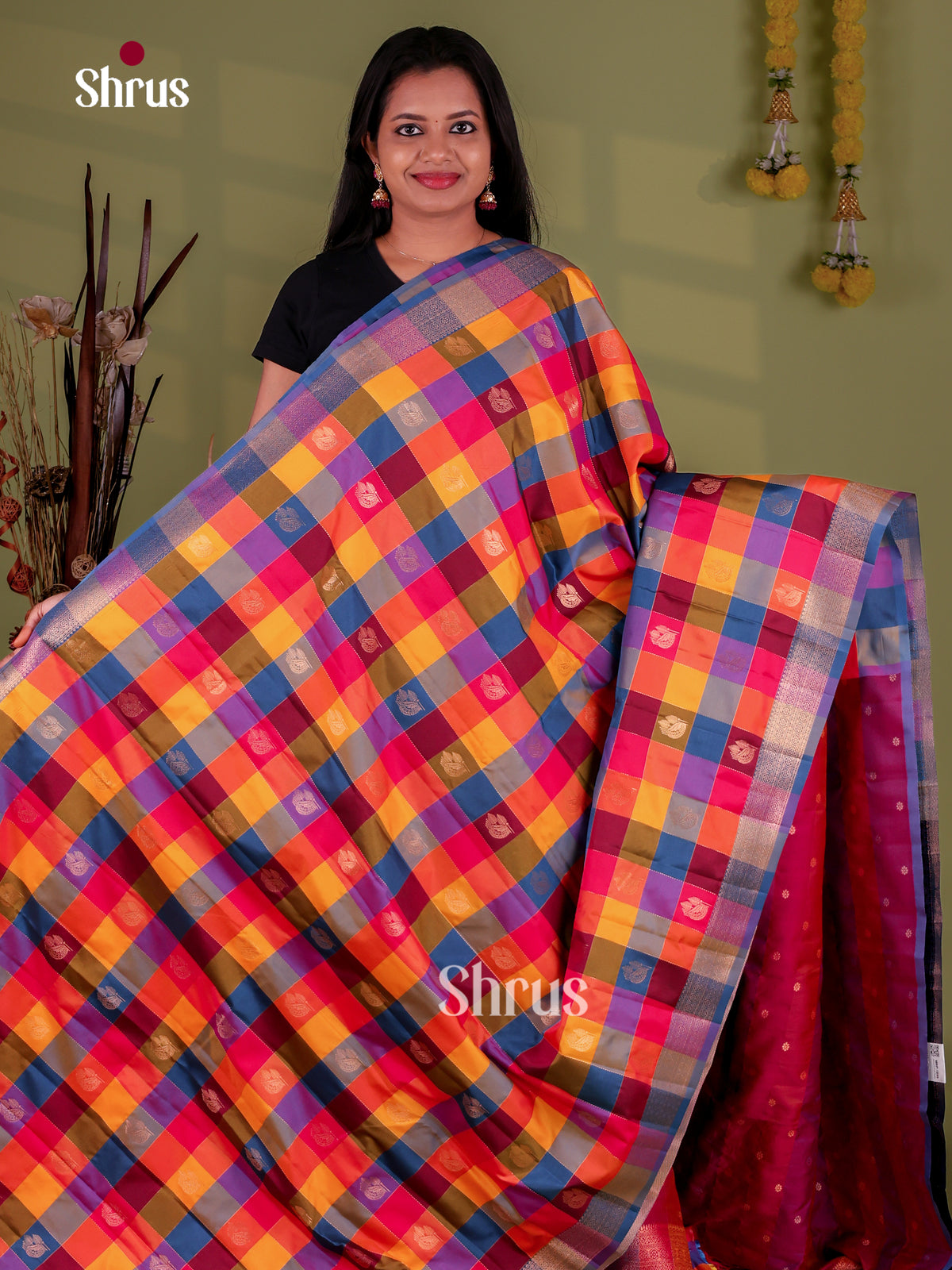 Semi Soft Silk - Madras Checks Saree - EJ09066