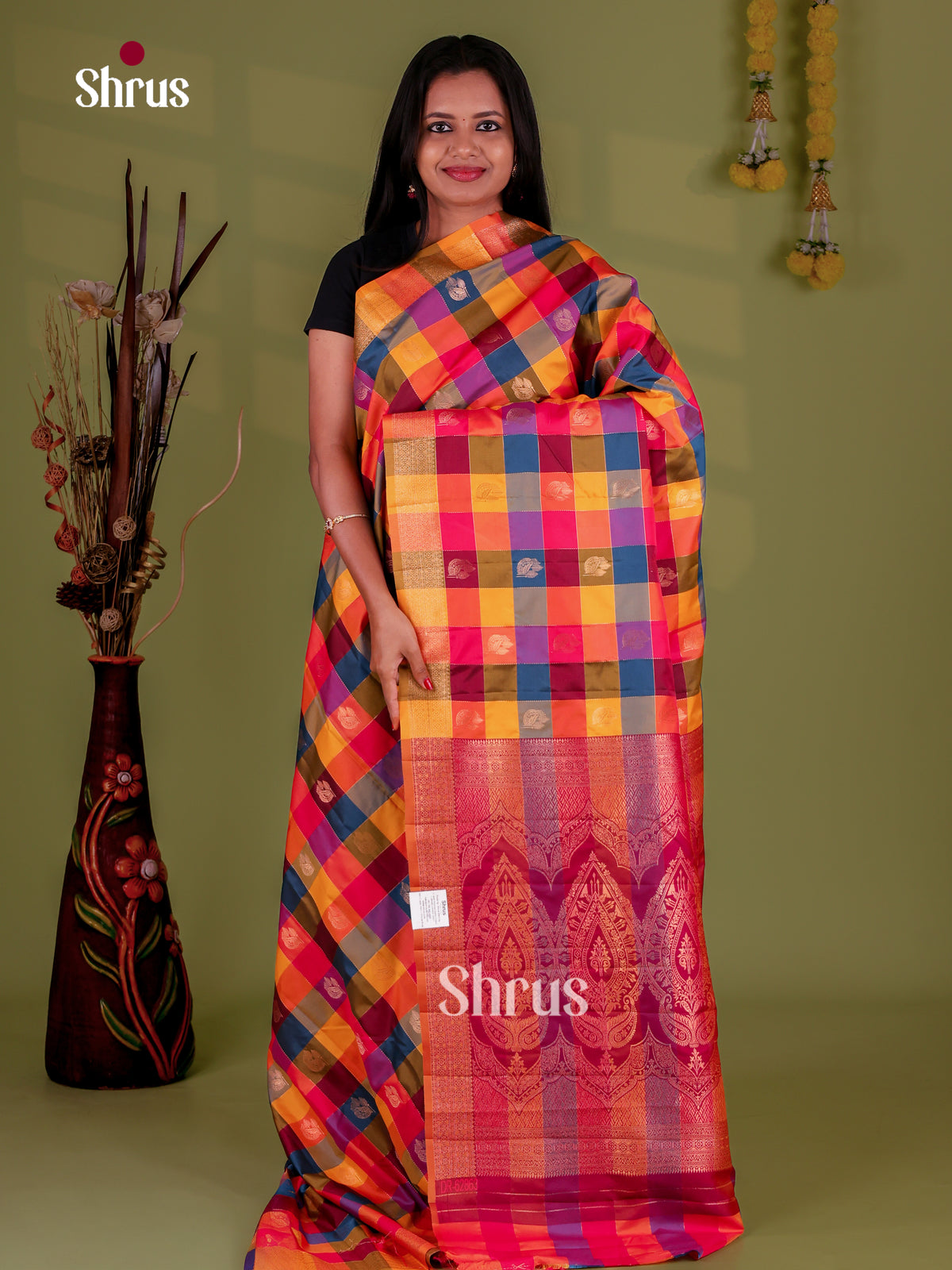 Semi Soft Silk - Madras Checks Saree - EJ09068