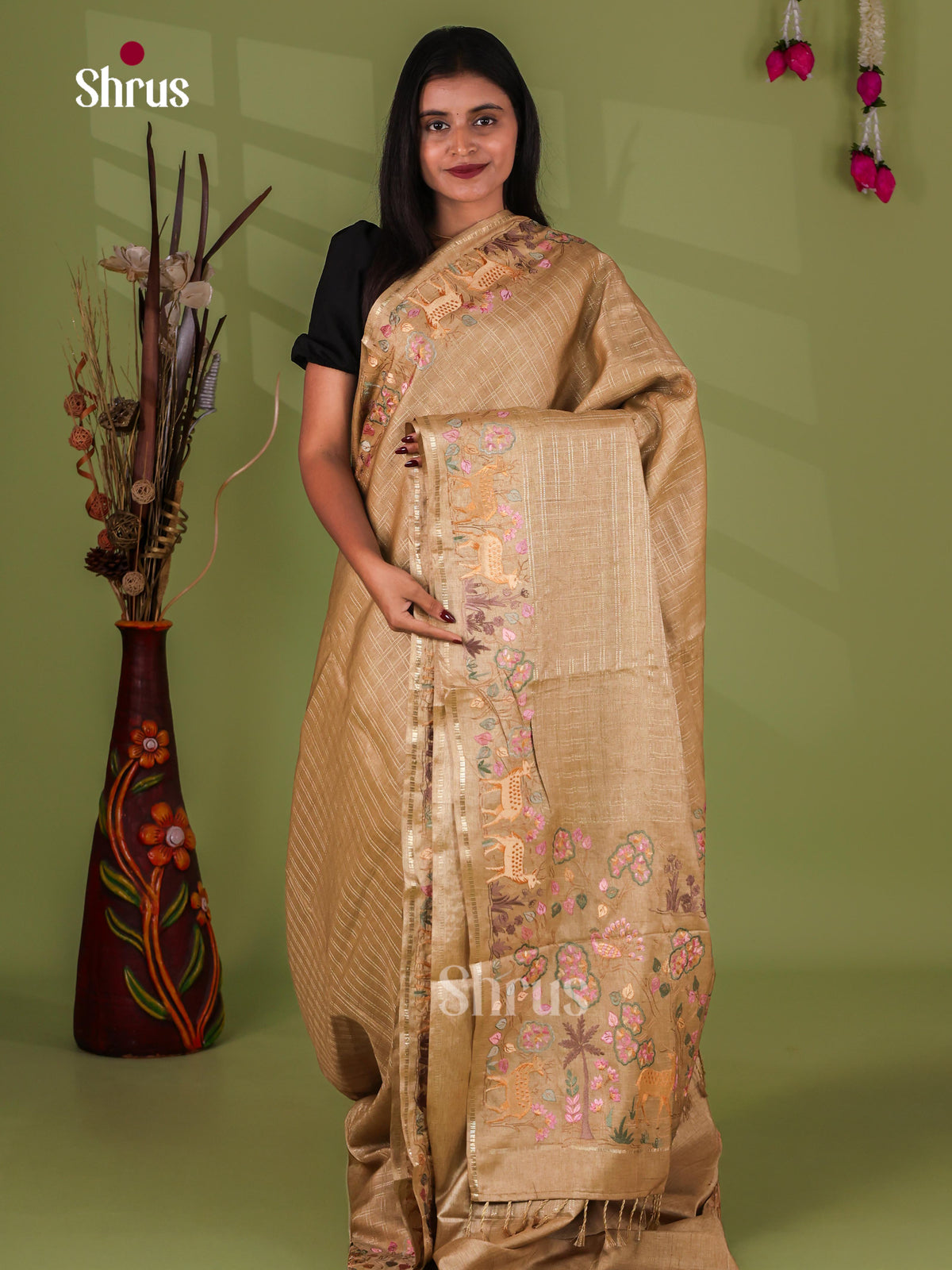 Tussar Embroidery Saree - EJ11022
