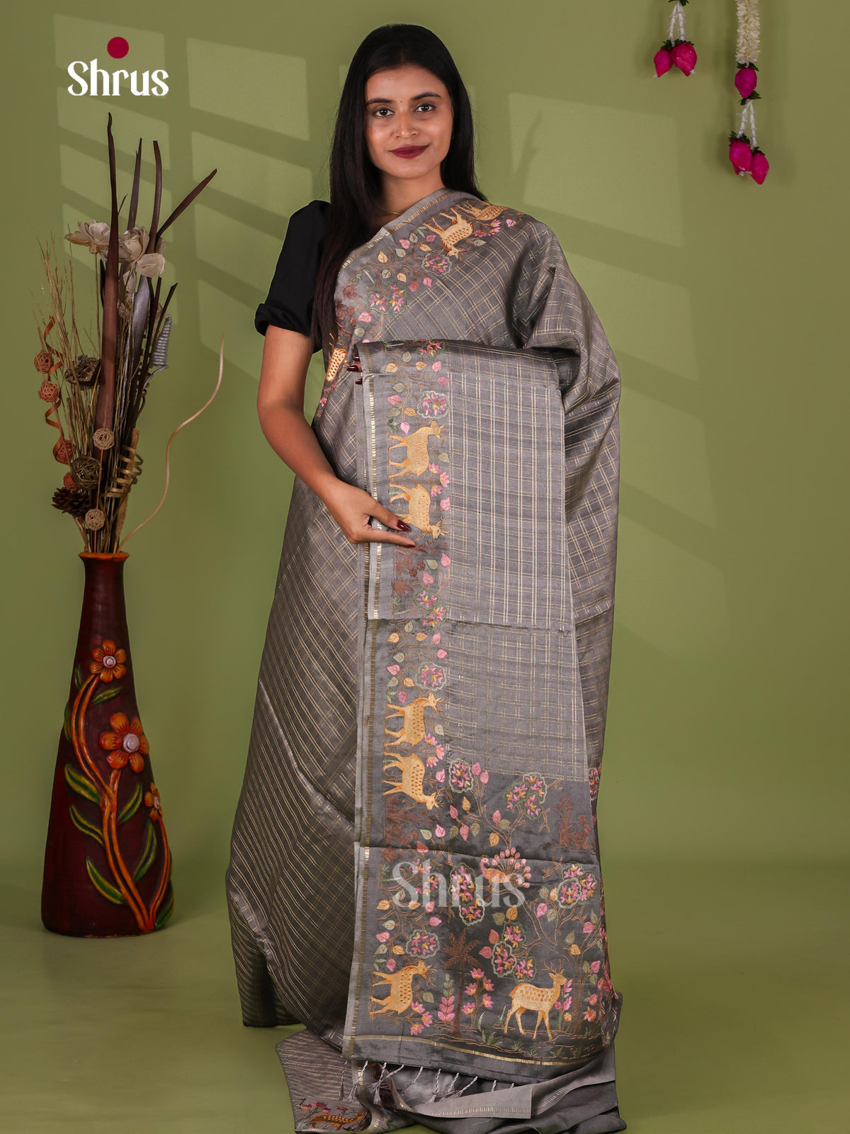 Tussar Embroidery Saree - EJ11023