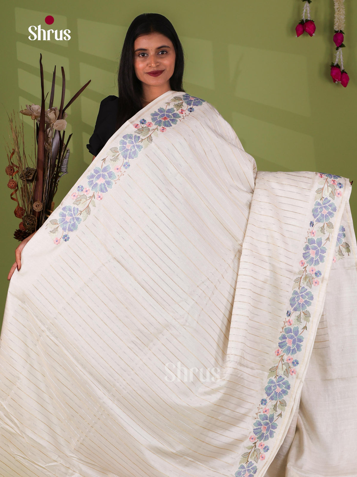 Tussar Embroidery Saree - EJ11047