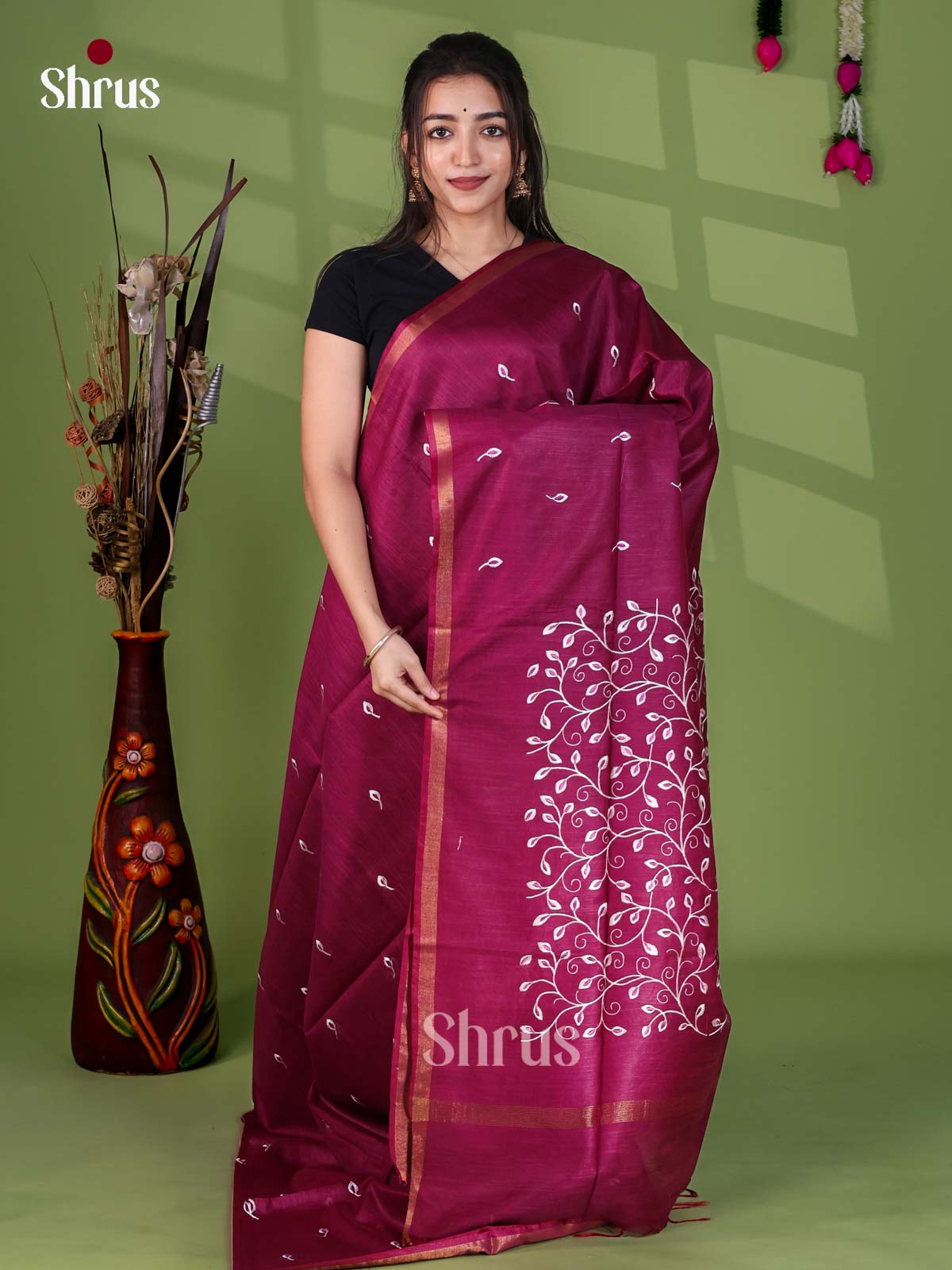 Semi Tussar Emb Saree - EJ12085