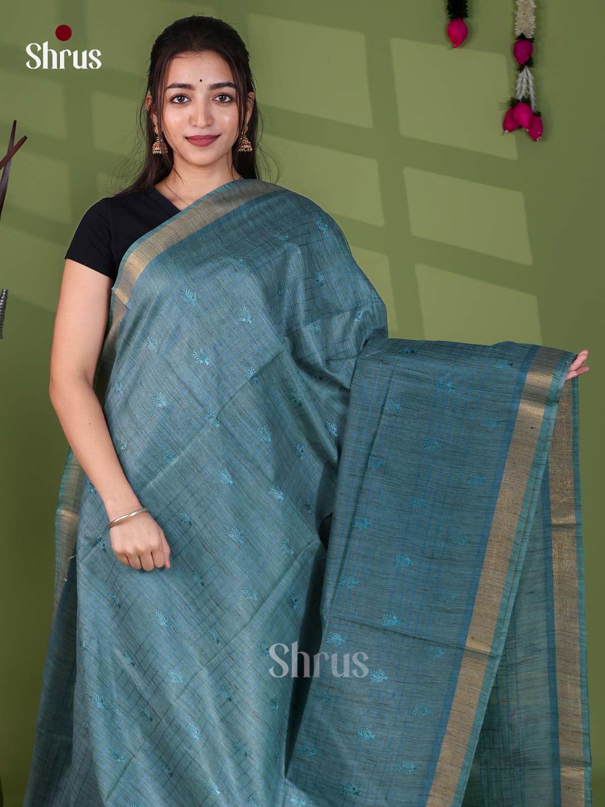 Semi Tussar Emb Saree - EJ12185