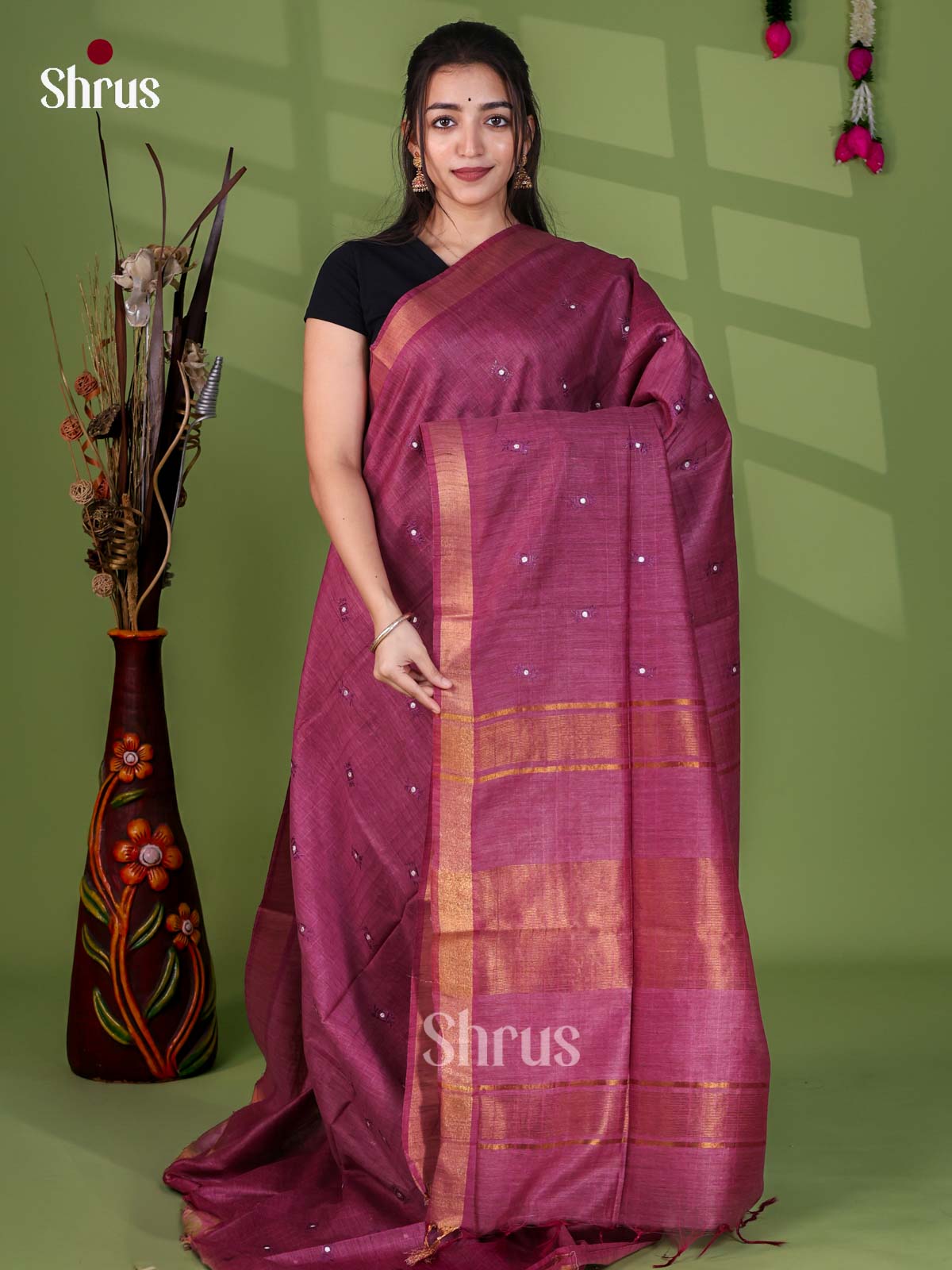 Semi Tussar Emb Saree - EJ12229