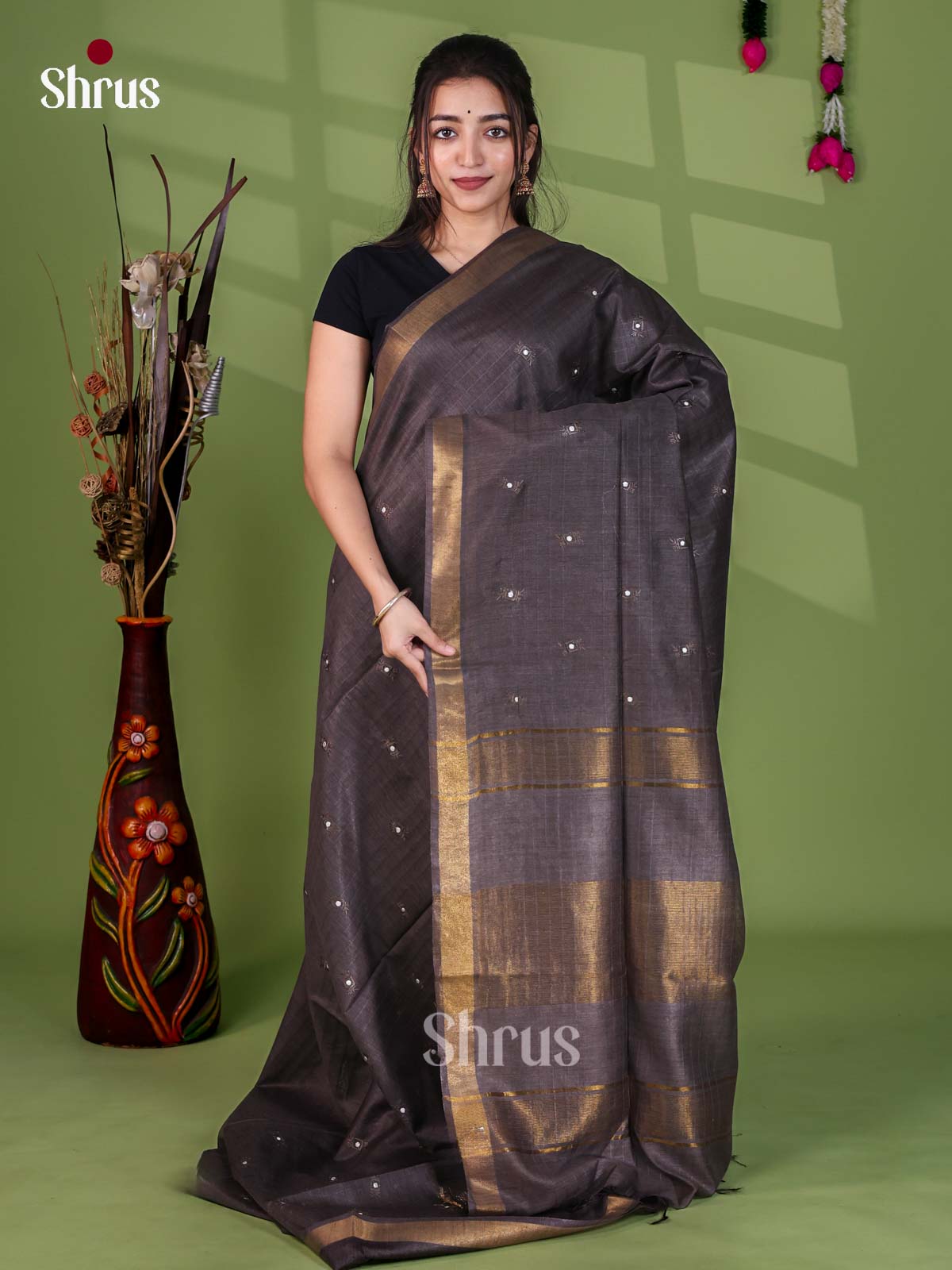 Semi Tussar Emb Saree - EJ12230
