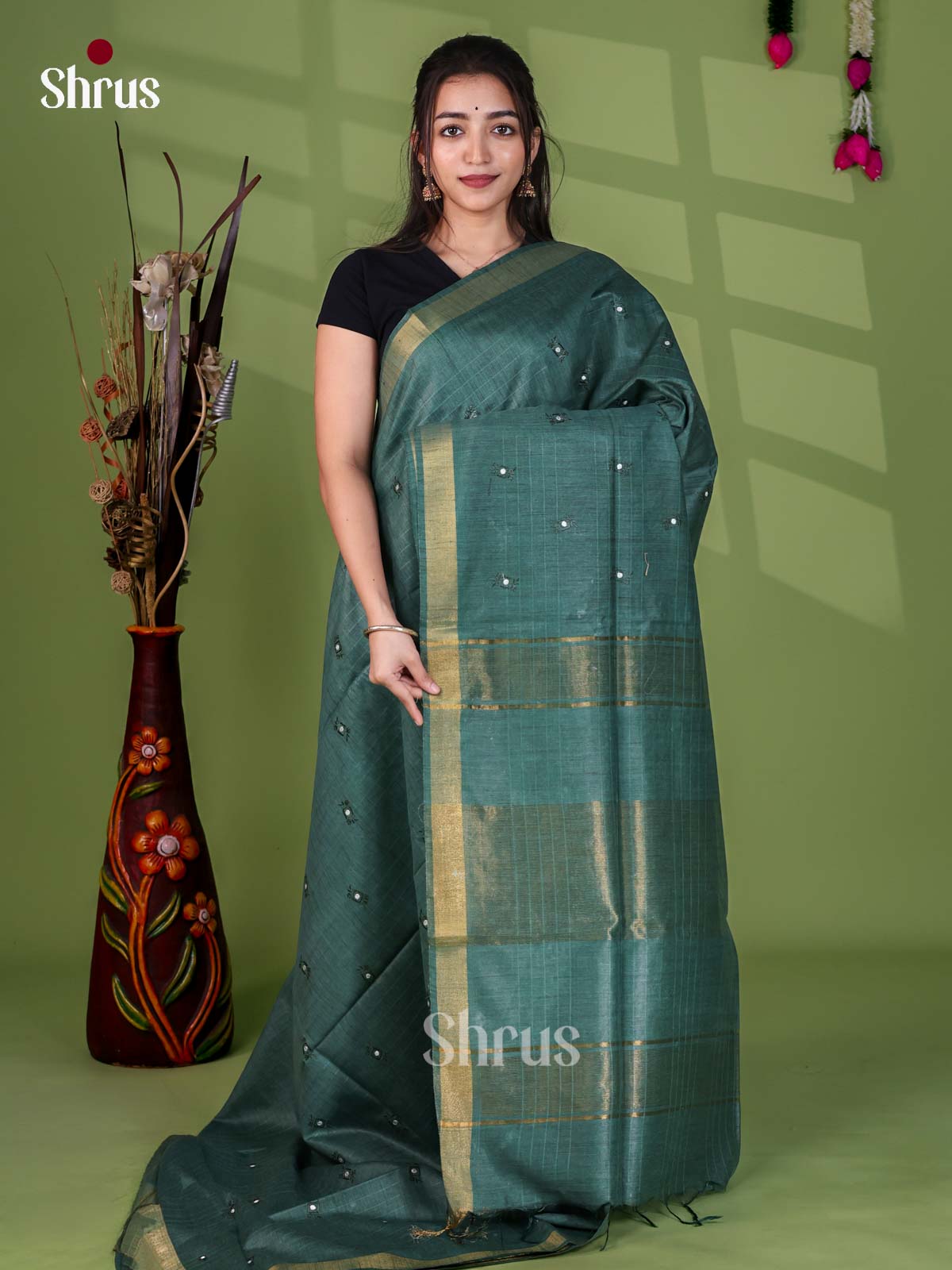 Semi Tussar Emb Saree - EJ12232
