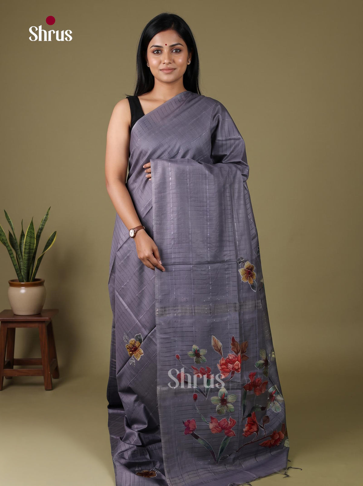 Semi Tussar Applique Saree - EJ15244