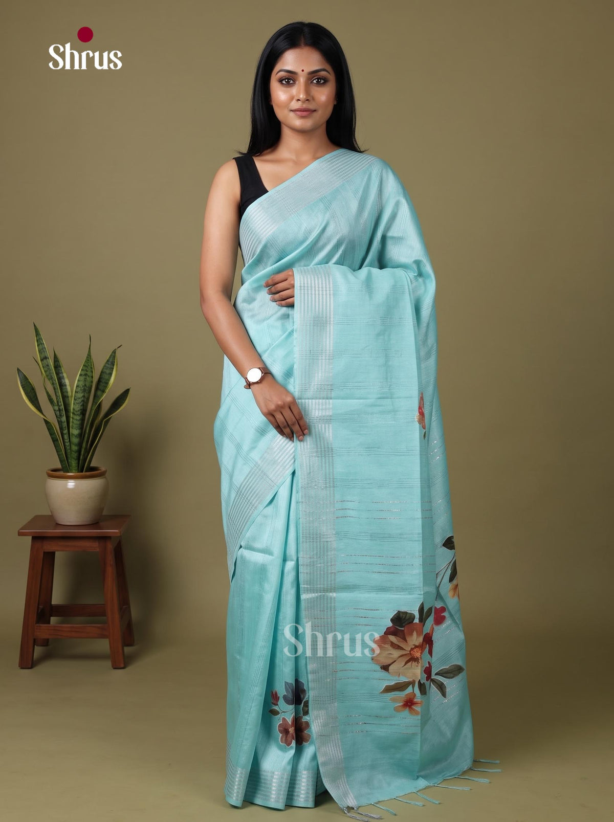 Semi Tussar Applique Saree - EJ15263