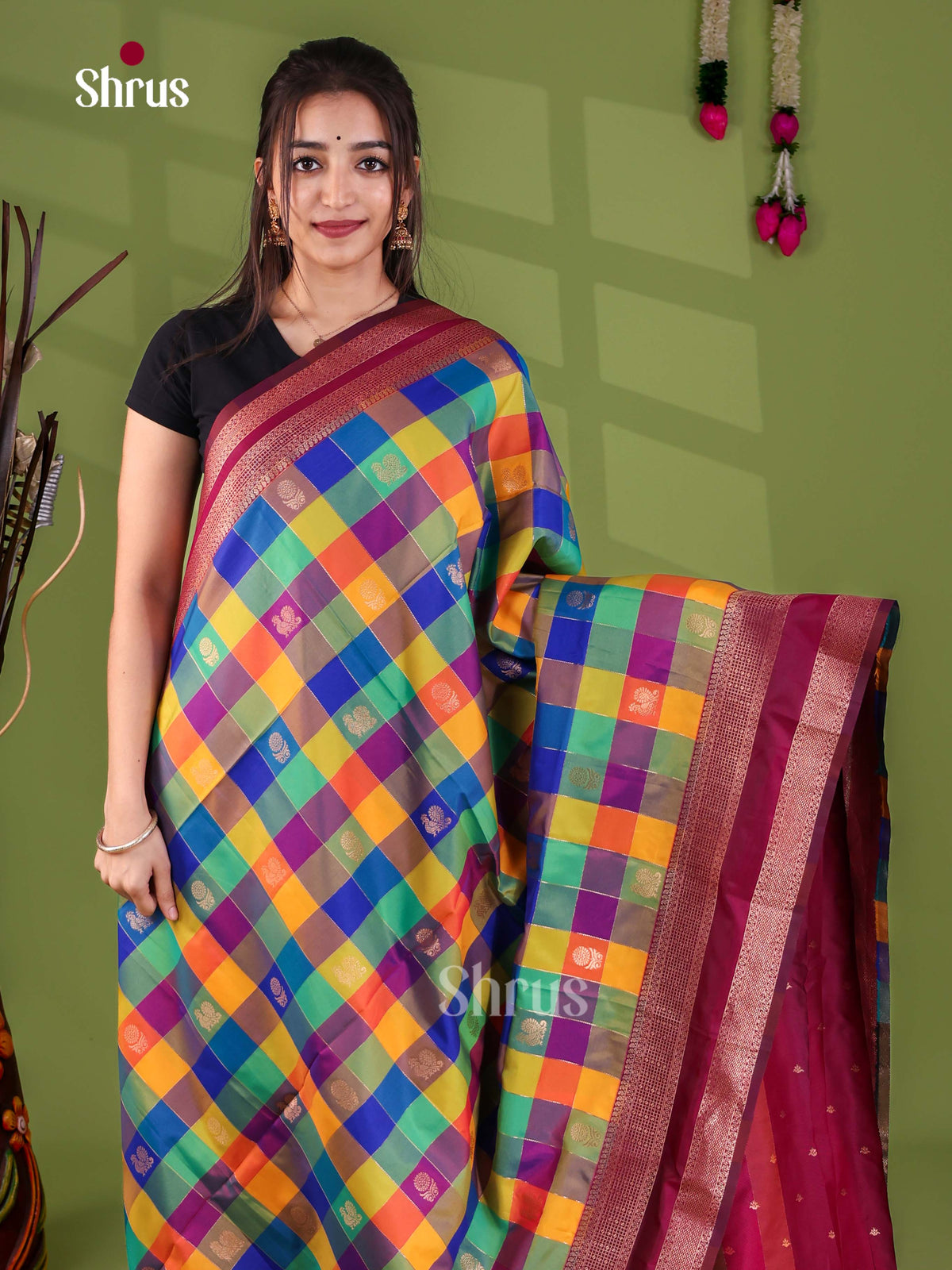 Semi Soft Silk - Madras Checks Saree - EJ29001