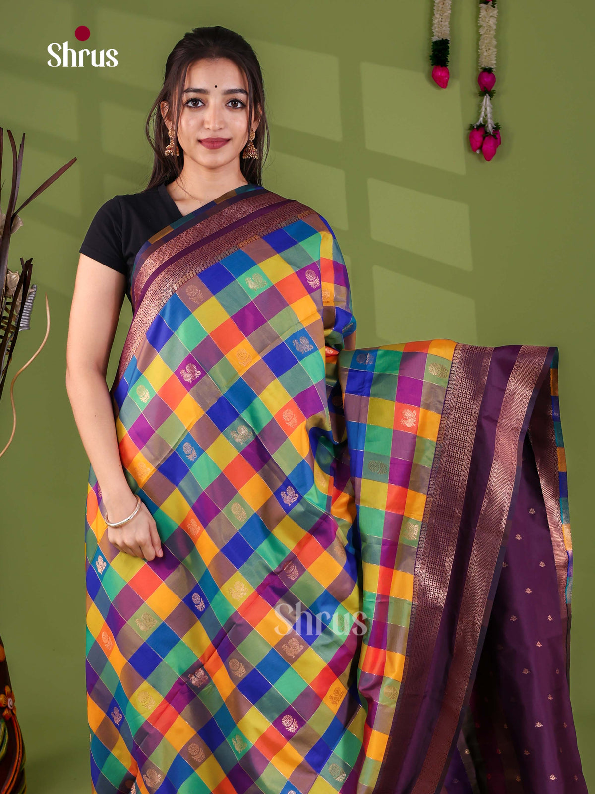 Semi Soft Silk - Madras Checks Saree - EJ29002