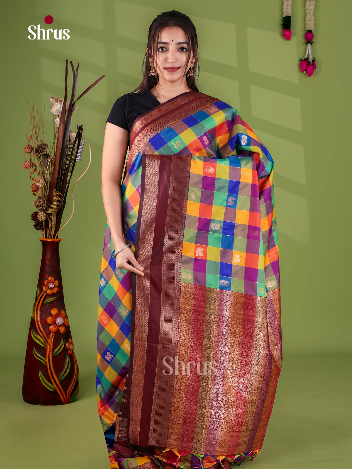 Semi Soft Silk - Madras Checks Saree - EJ29003