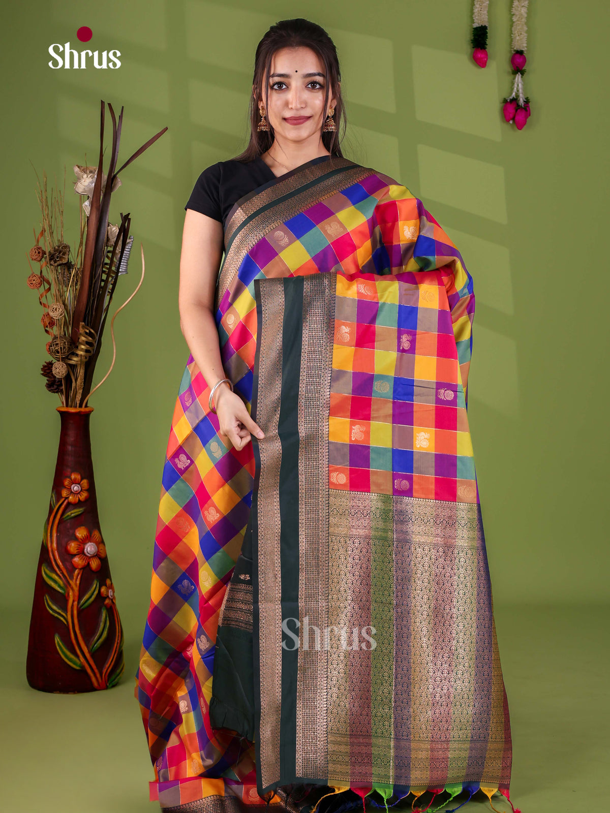 Semi Soft Silk - Madras Checks Saree - EJ29004