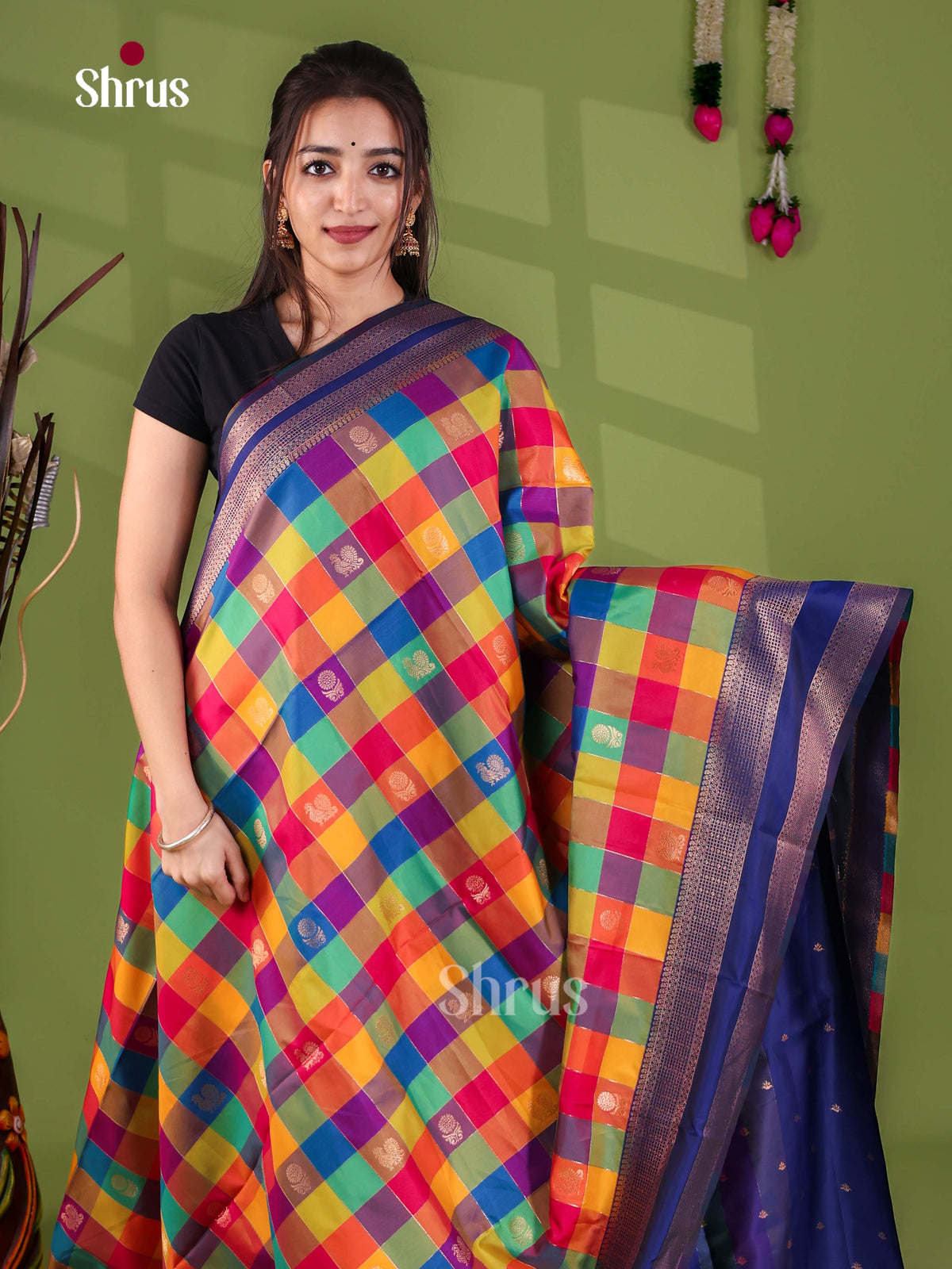 Semi Soft Silk - Madras Checks Saree - EJ29005