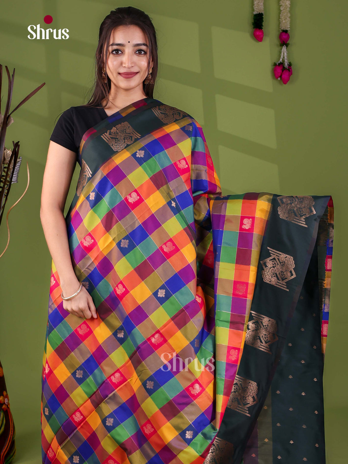 Semi Soft Silk - Madras Checks Saree - EJ29010