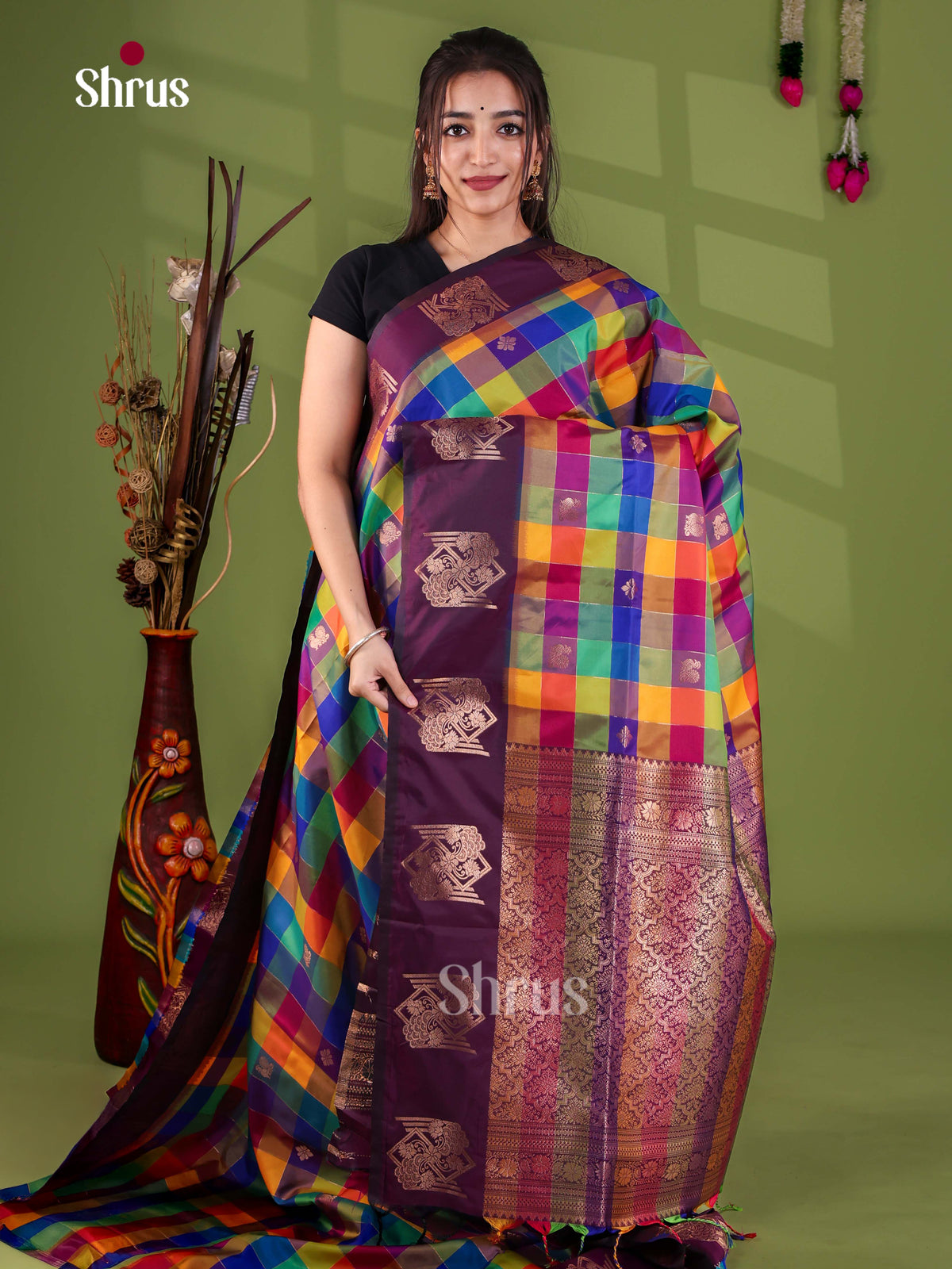 Semi Soft Silk - Madras Checks Saree - EJ29011