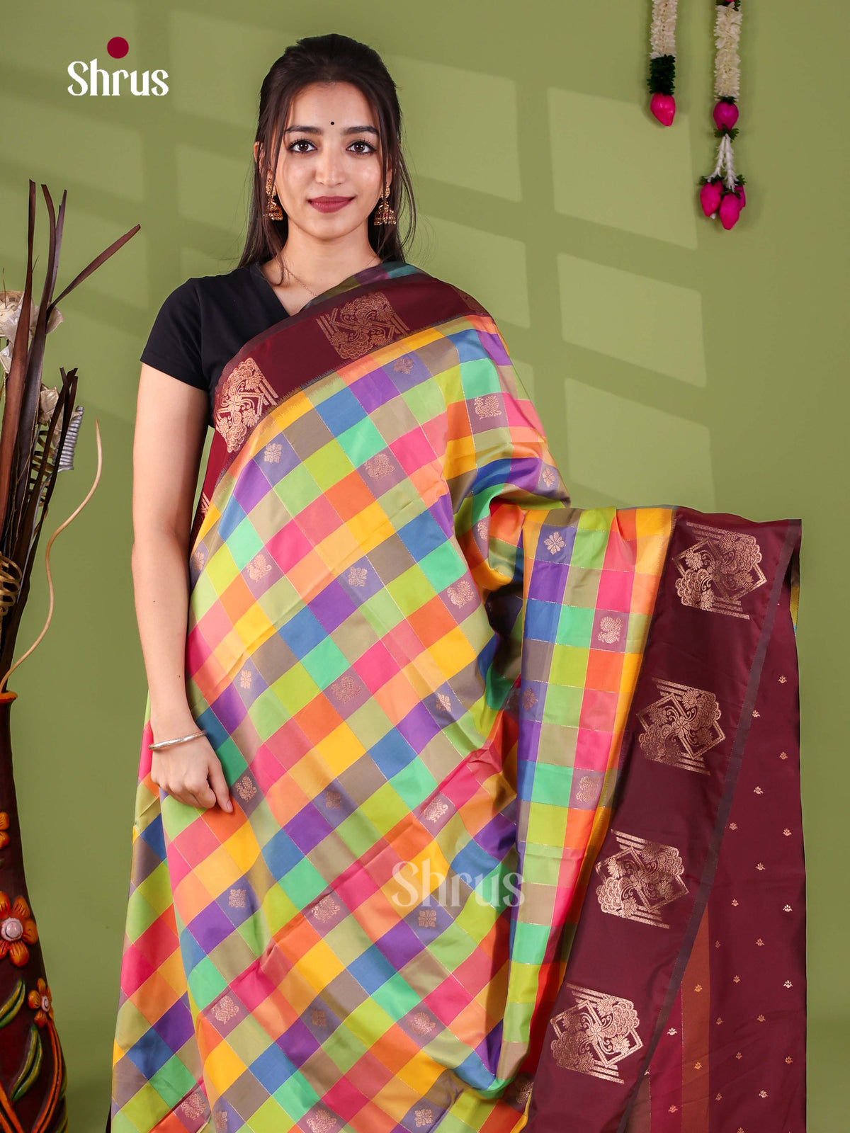 Semi Soft Silk - Madras Checks Saree - EJ29012