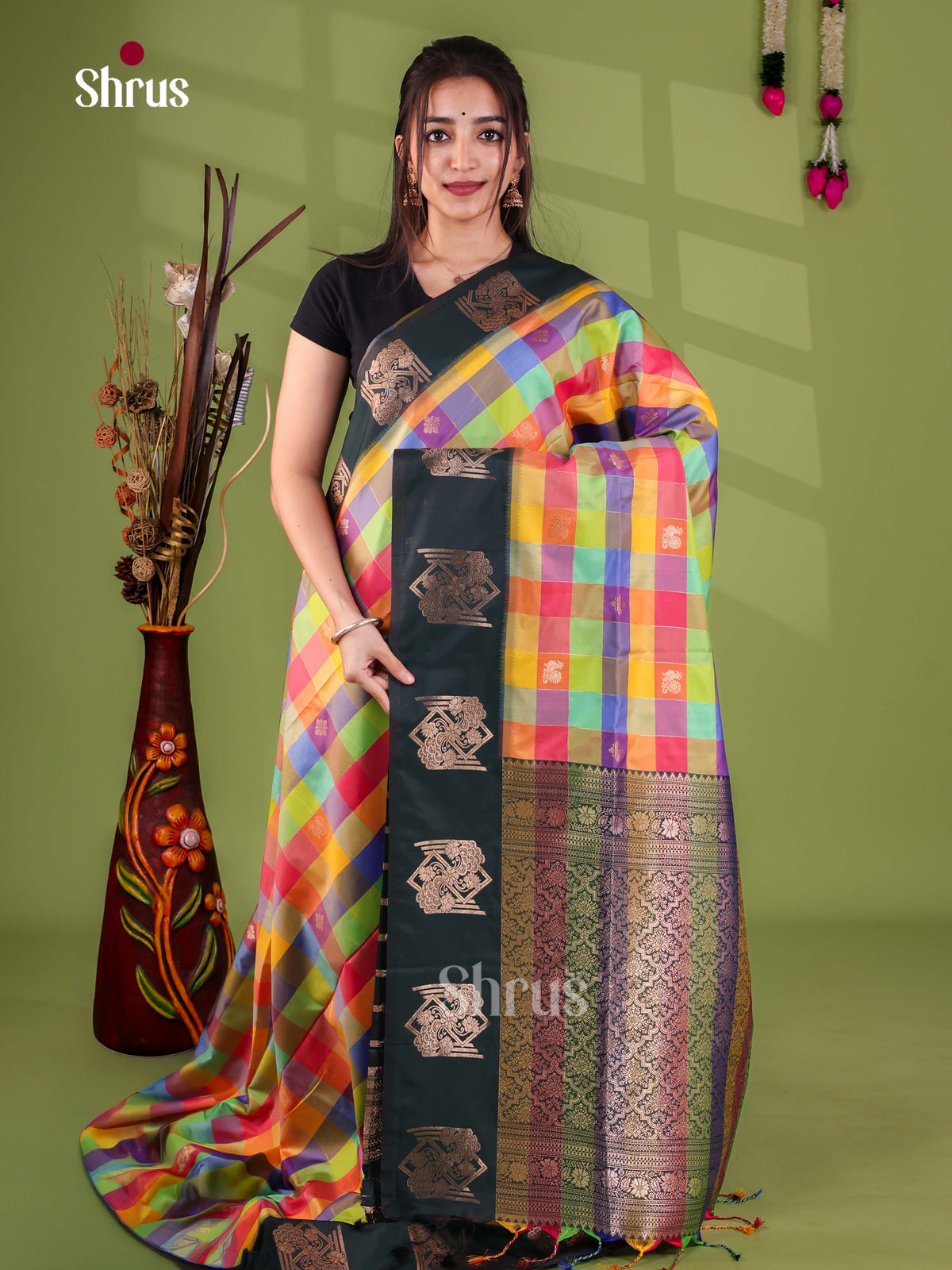 Semi Soft Silk - Madras Checks Saree - EJ29013