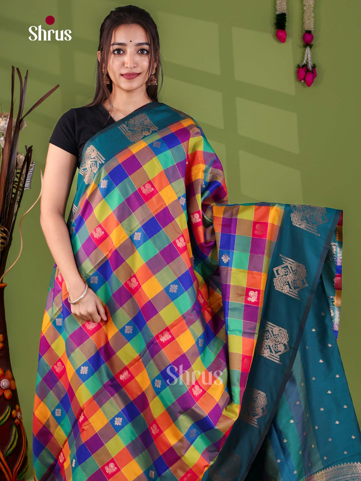Semi Soft Silk - Madras Checks Saree - EJ29014