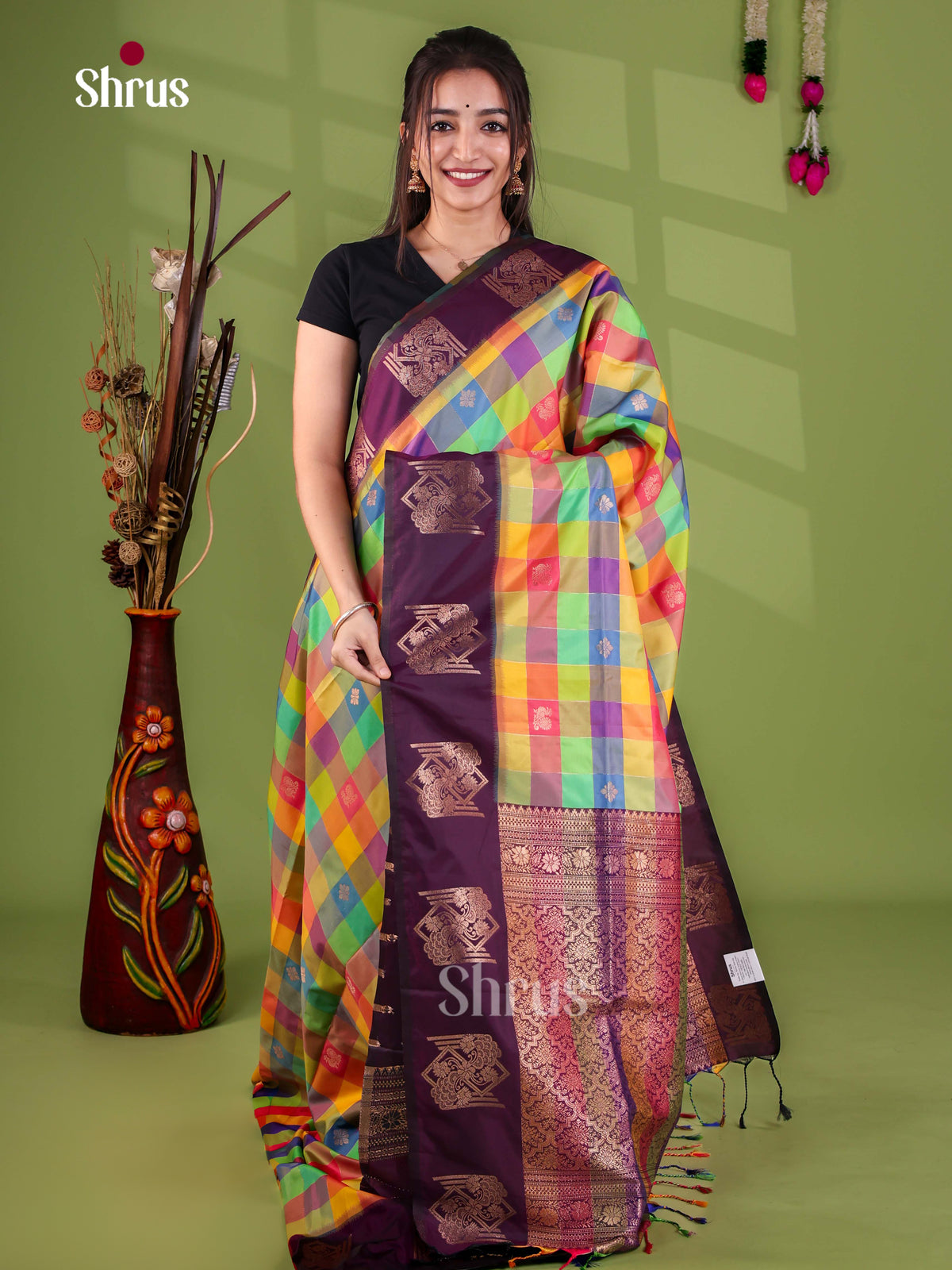 Semi Soft Silk - Madras Checks Saree - EJ29015