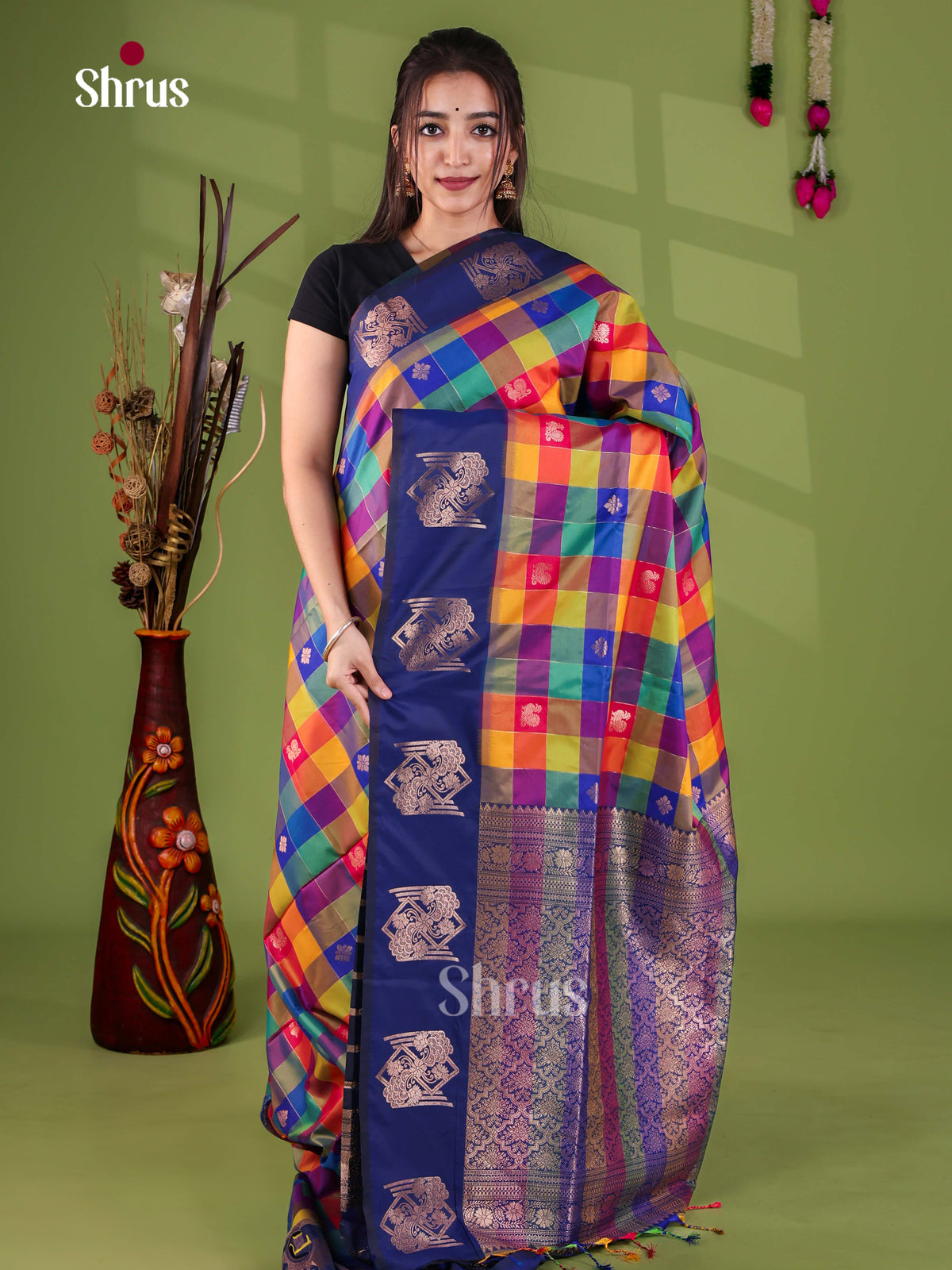 Semi Soft Silk - Madras Checks Saree - EJ29018