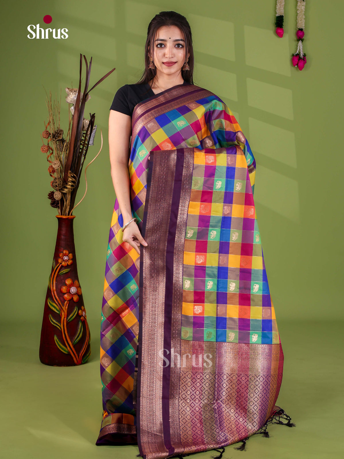 Semi Soft Silk - Madras Checks Saree - EJ29022