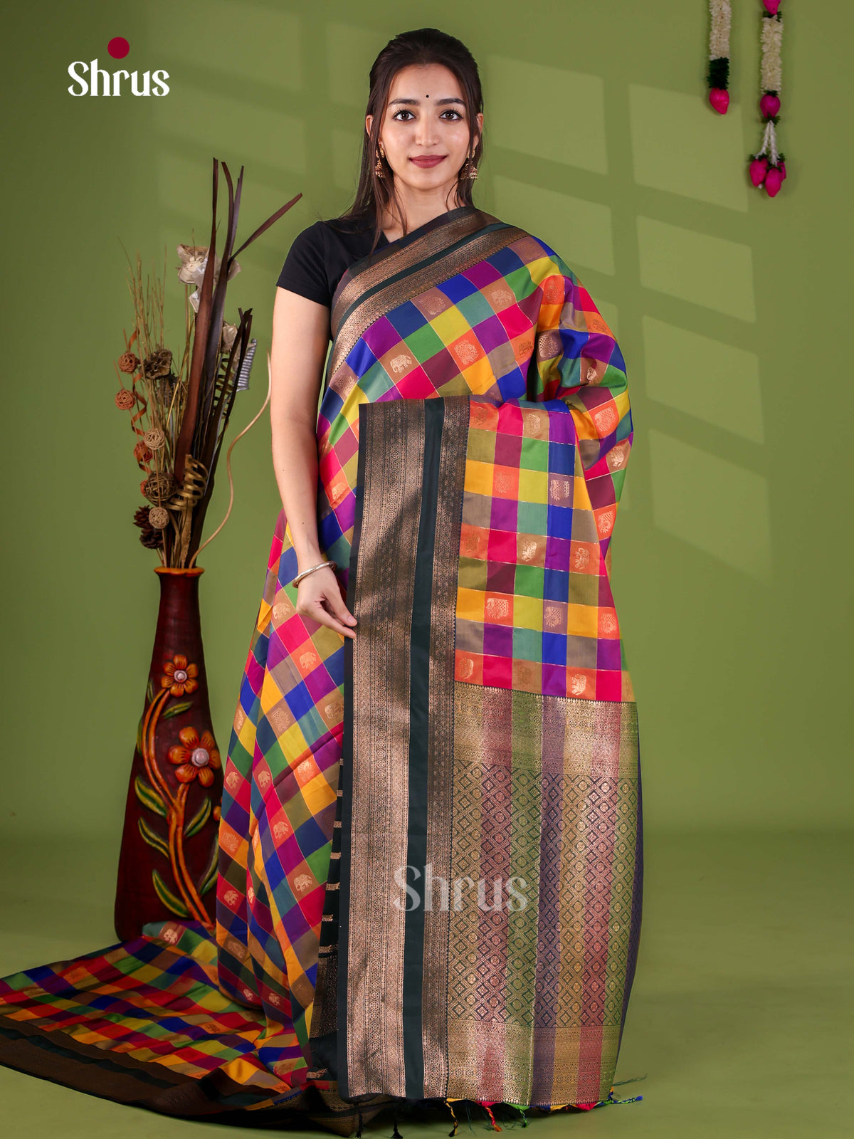 Semi Soft Silk - Madras Checks Saree - EJ29023