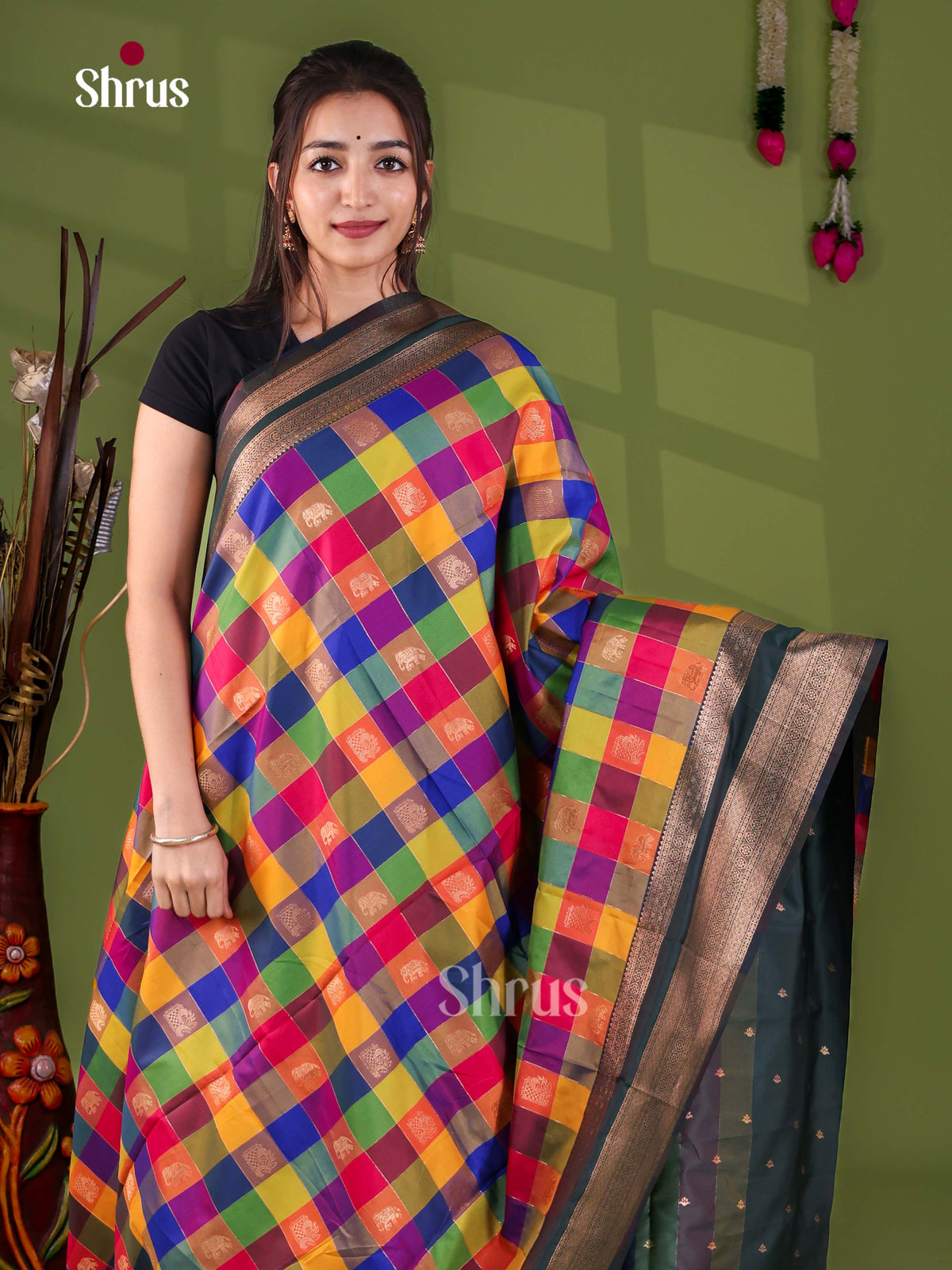 Semi Soft Silk - Madras Checks Saree - EJ29023