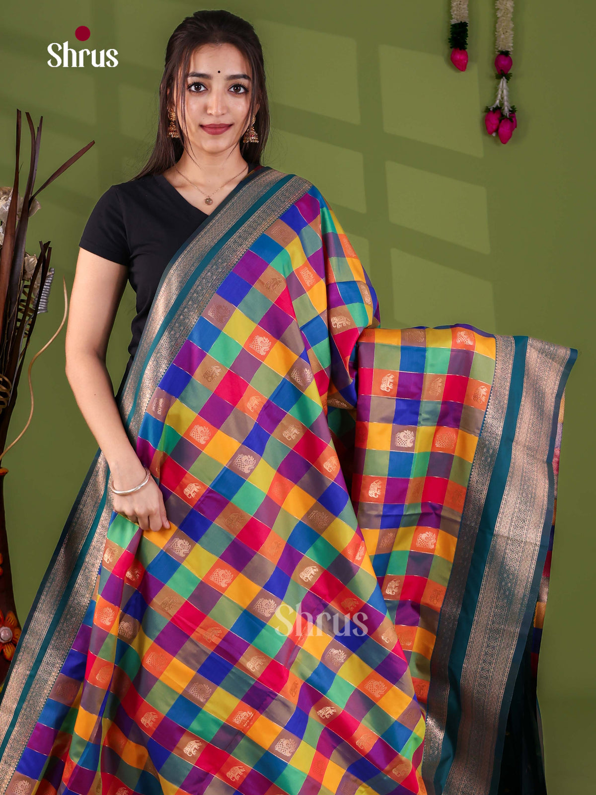 Semi Soft Silk - Madras Checks Saree - EJ29024