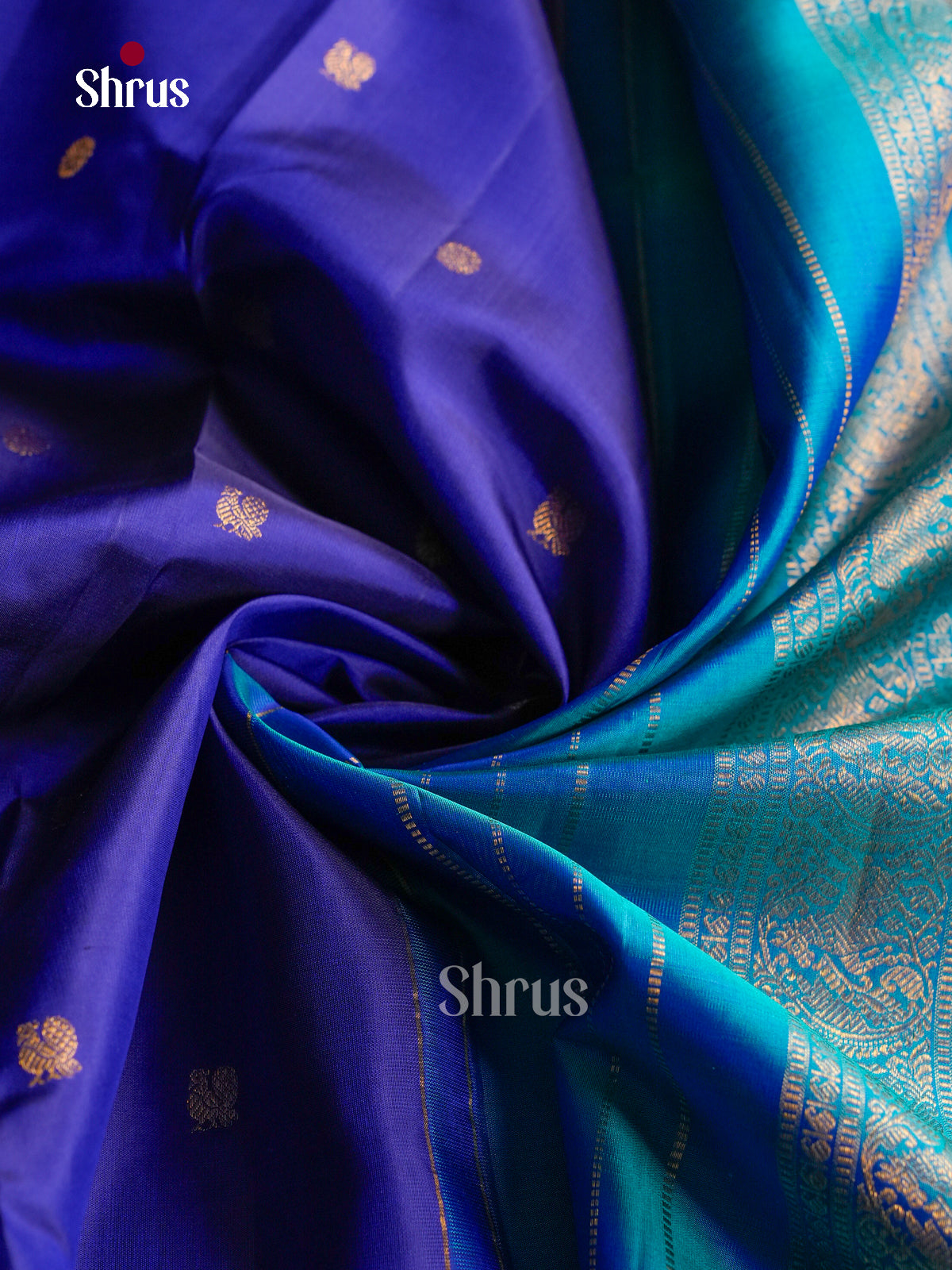 Elegant Dark Blue 9Yards Pattu Saree With Plain Body | Blue Kaddi Zari & Chit Pallu