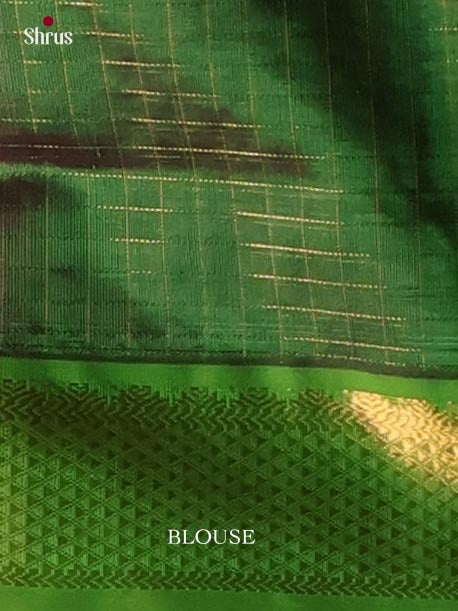 Elegant Purple Cotton Silk Saree With Fine Checks, Dots, Green Zari Woven Border & Traditional Pallu 2