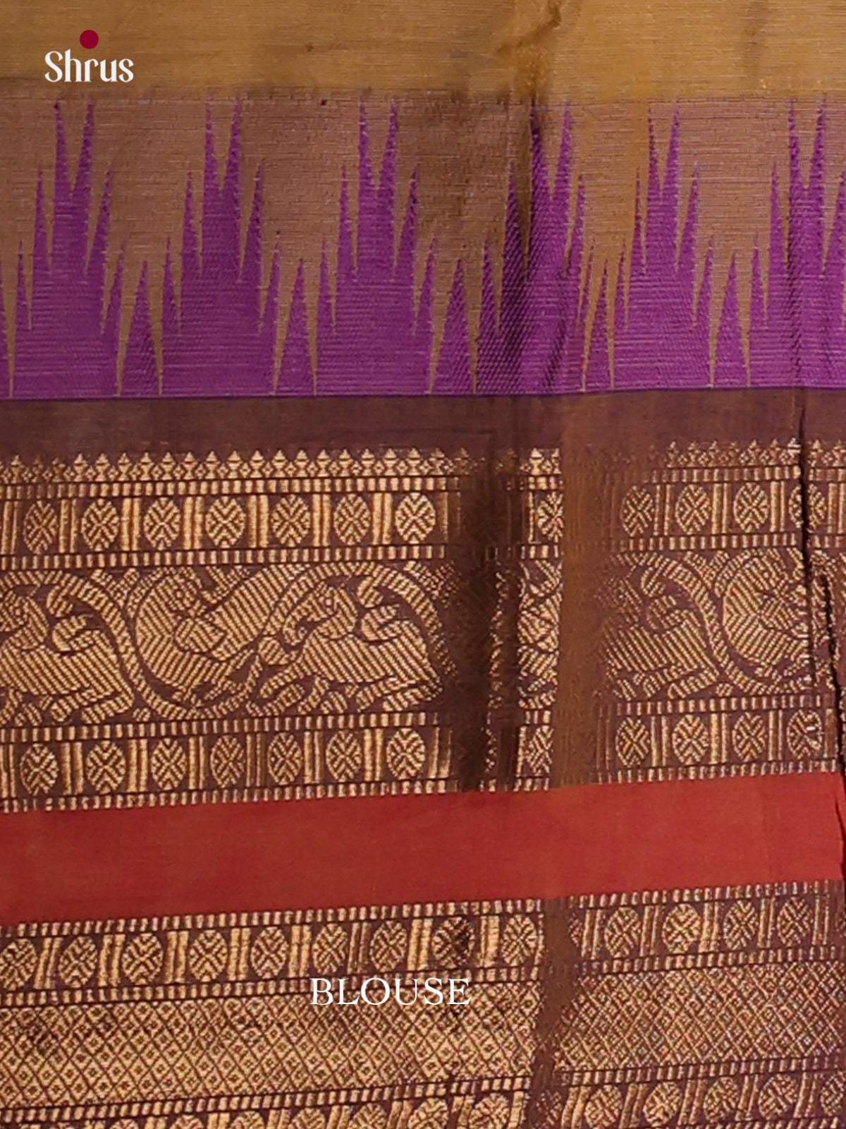 Exquisite Beige Chettinad Cotton Sarees With Small Buttas & Purple Rettapet Temple Zari Border
