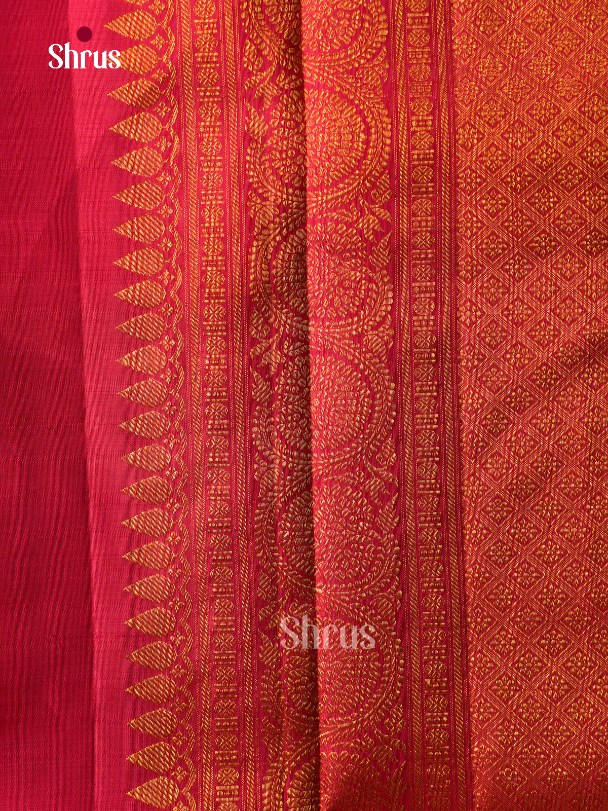 Exquisite Dark Pink Kanchipuram Silk Sarees With Gold Grid Checks, Manga Buttas & Self Broad Zari Border