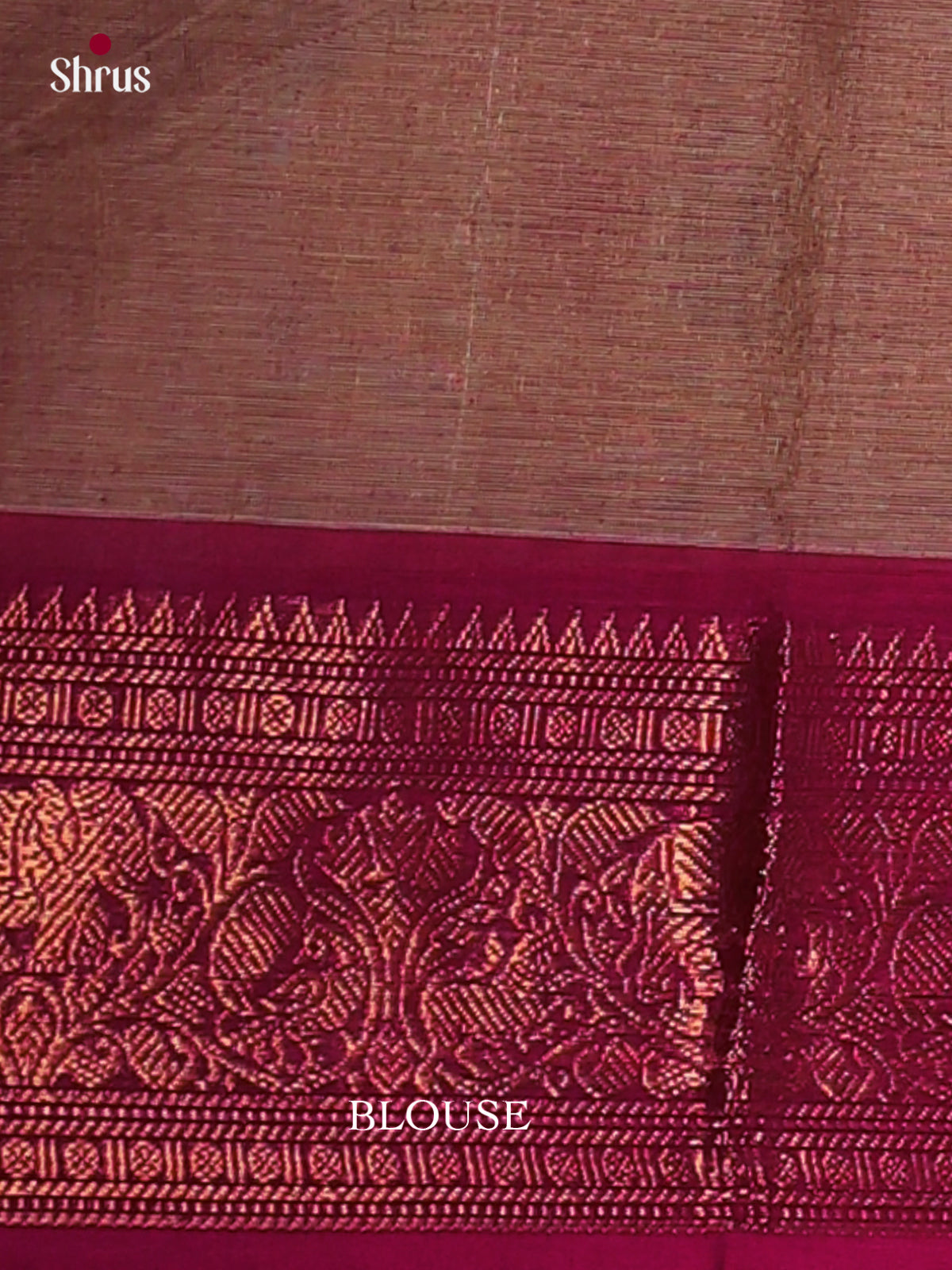 Exquisite Light Brown Chettinad Cotton Saree With Gold Floral Buttas & Pink Zari Border - Shop on Shrus.com