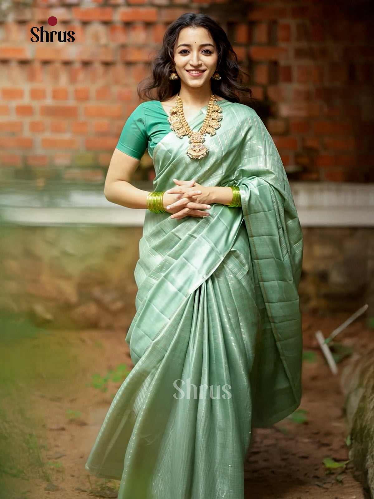 Pastel Green - Semi Rawsilk - Saree- EAS22016 - Shop on Shrus.com