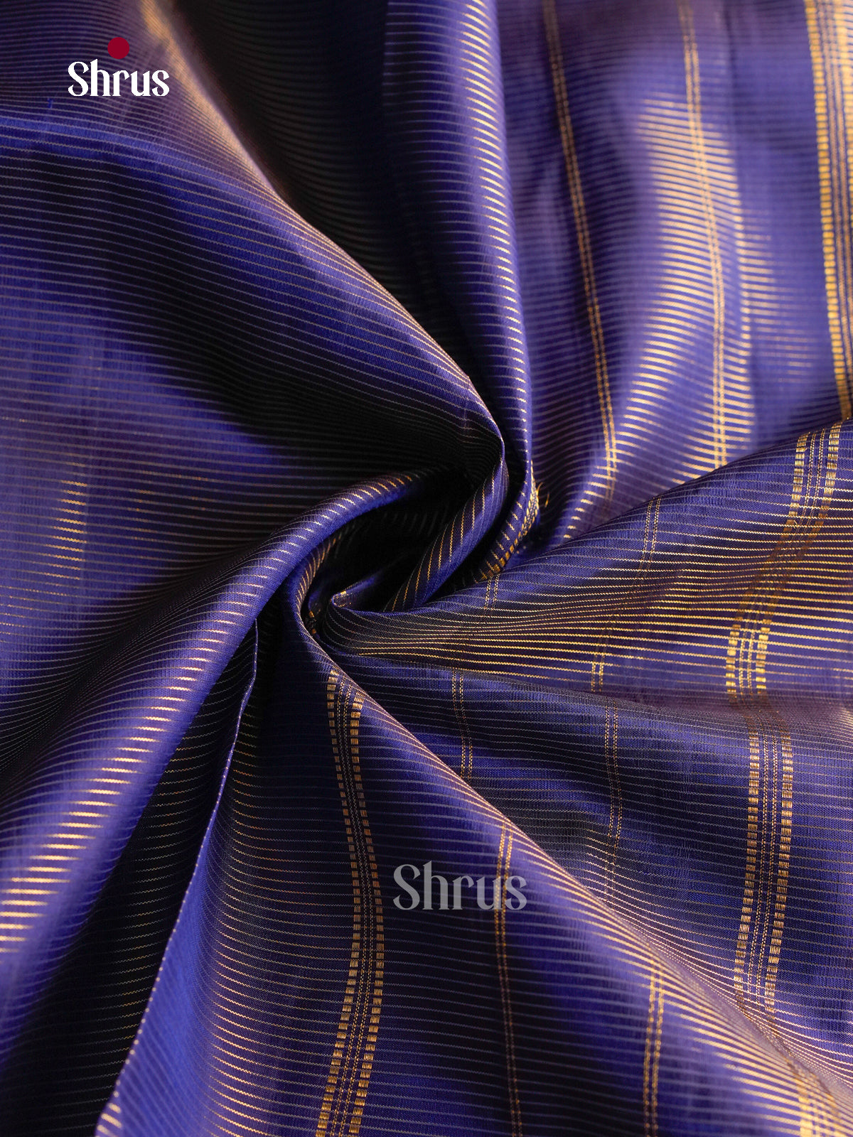 Gorgeous Navy Blue 9Yards Silk Sarees With Fine Stripes | Self Zari Border & Pallu