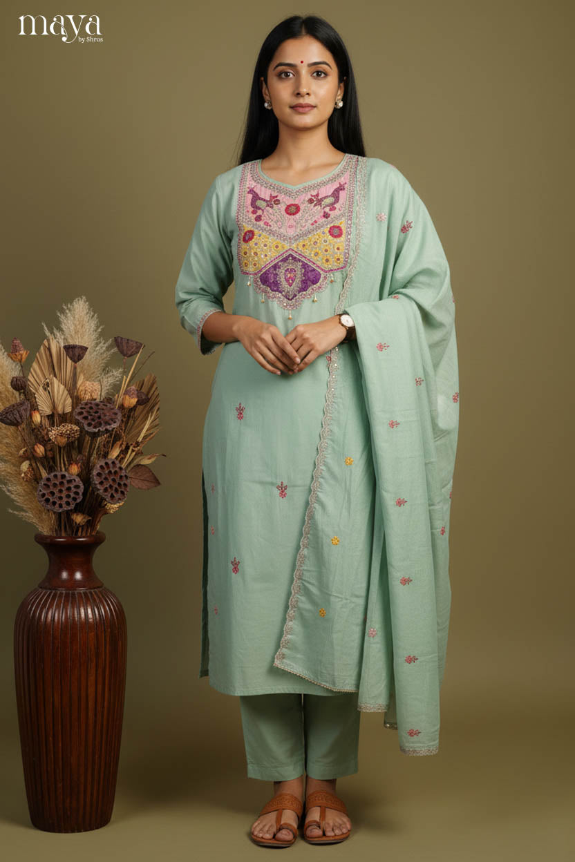 teal Green - Party Wear Readymade 3 Piece Salwar Suit