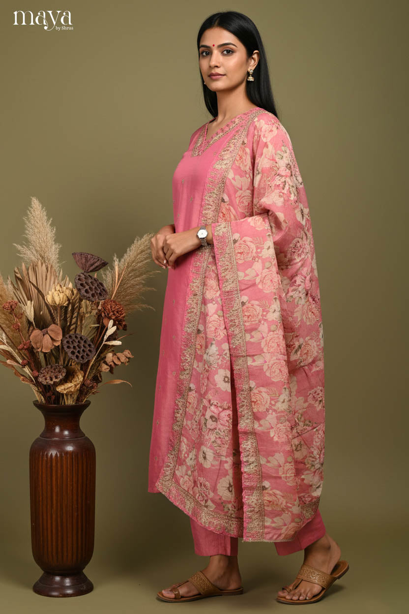 Pink -Party Wear Readymade 3 Piece Salwar Suit